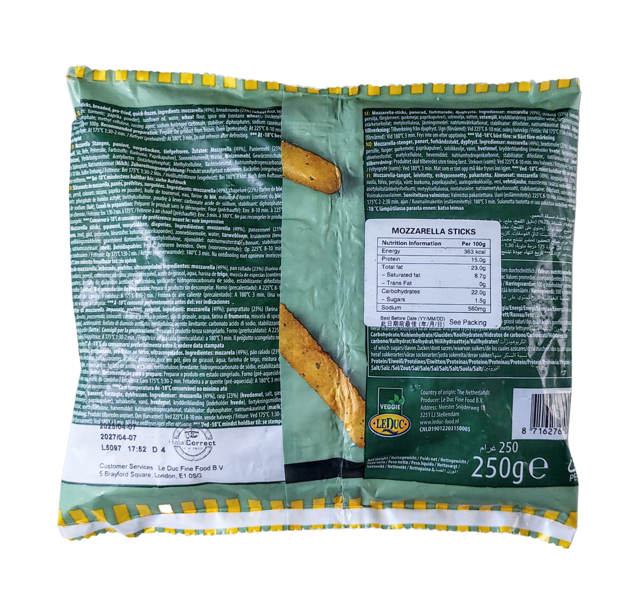 LeDuc - 荷蘭馬蘇里拉拉絲芝士條 250g