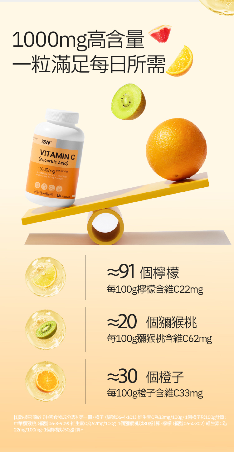 IDN- 維他命C 1000mg 180粒 (常溫)