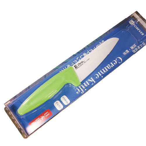 E Ceramic Kitchen Knife White Blade Green Handle 14cm