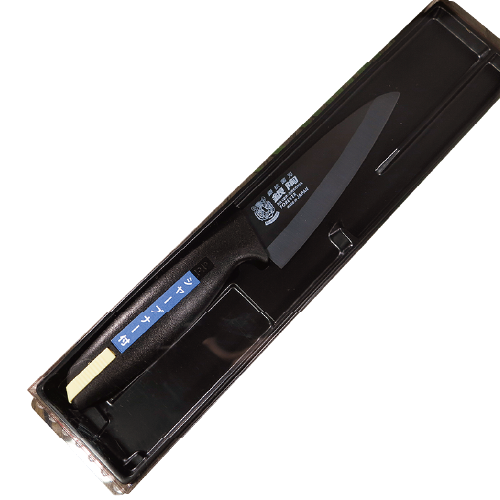 Ceramic Kitchen Knife Black Blade Sharpener Black Handle 14cm 