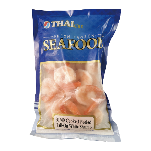 Cooked Peeled Tail-On White Shrimp 250g