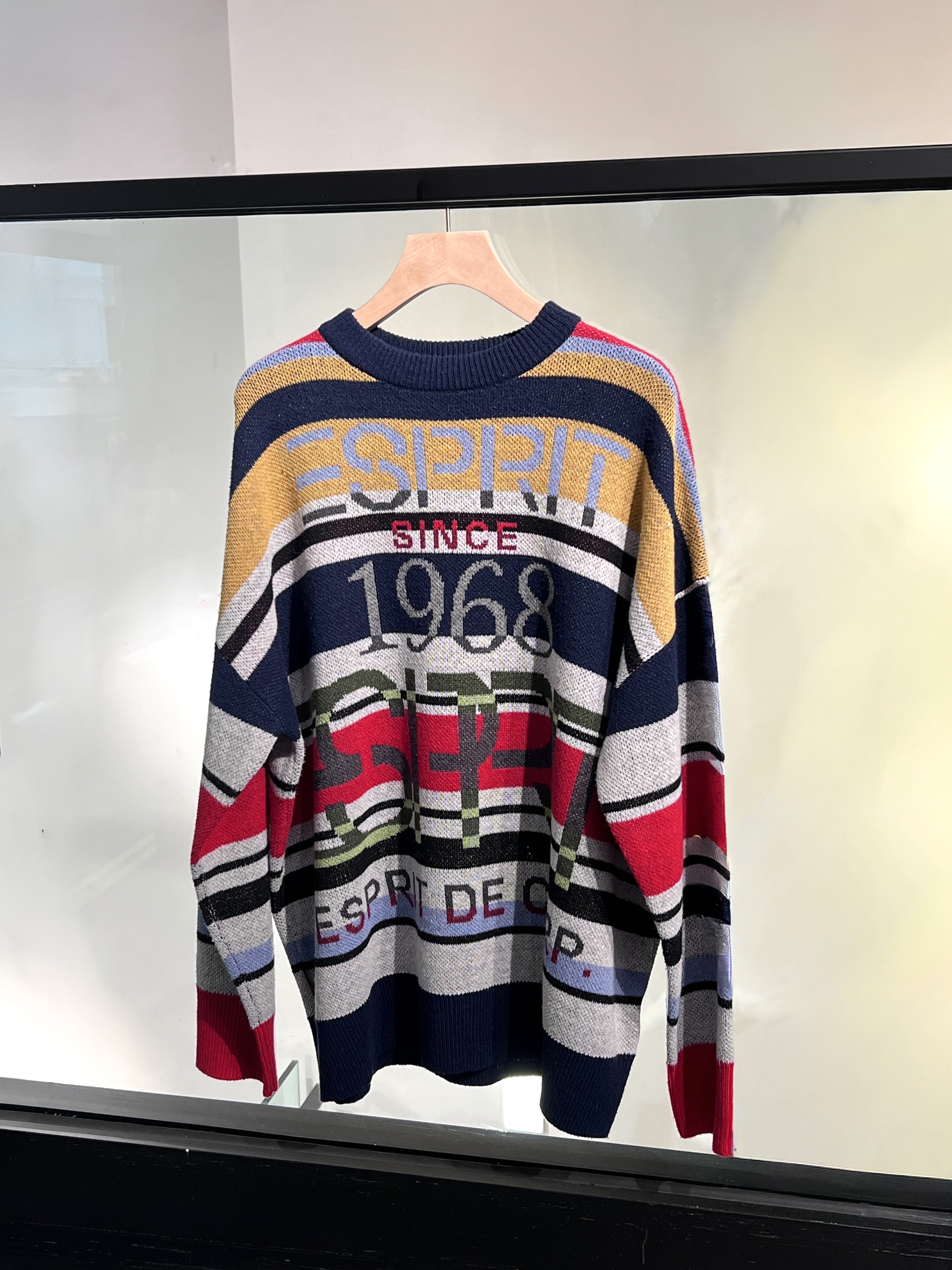 Retro Striped Logo Oversized Sweater