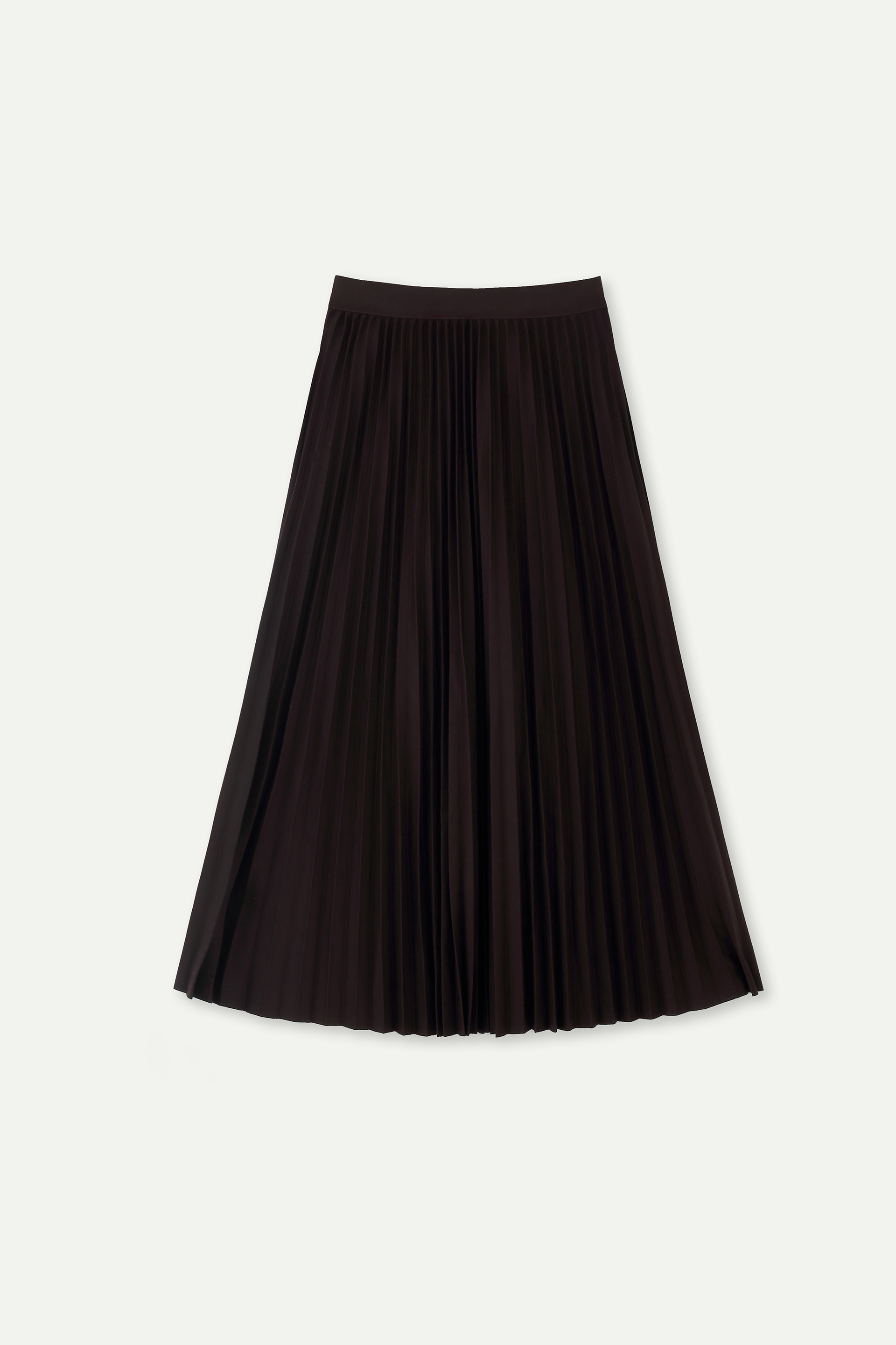 Elastic‑Waist Pleated Midi Skirt