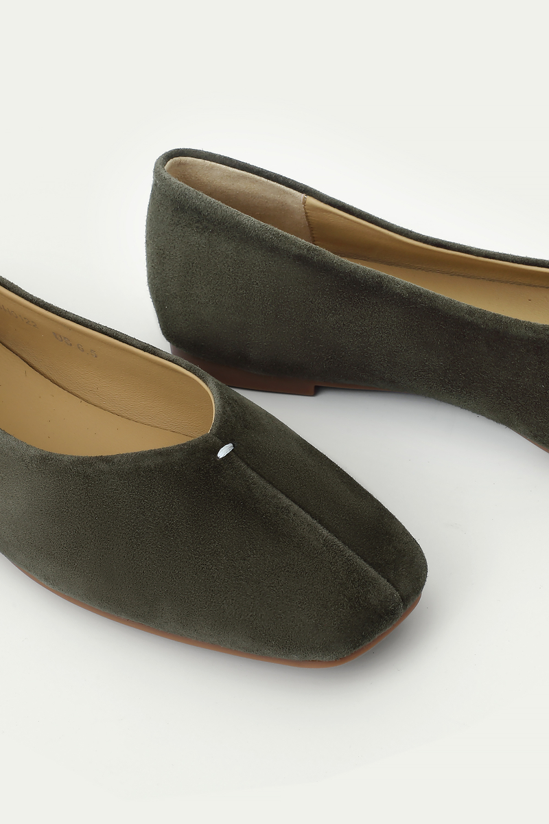 Suede Square-Toe Flats