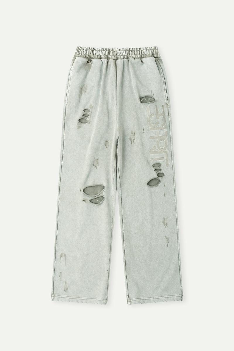 Distressed Wide-Leg Pants