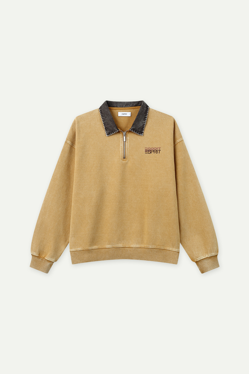 Washed Quarter-Zip Collared Sweatshirt