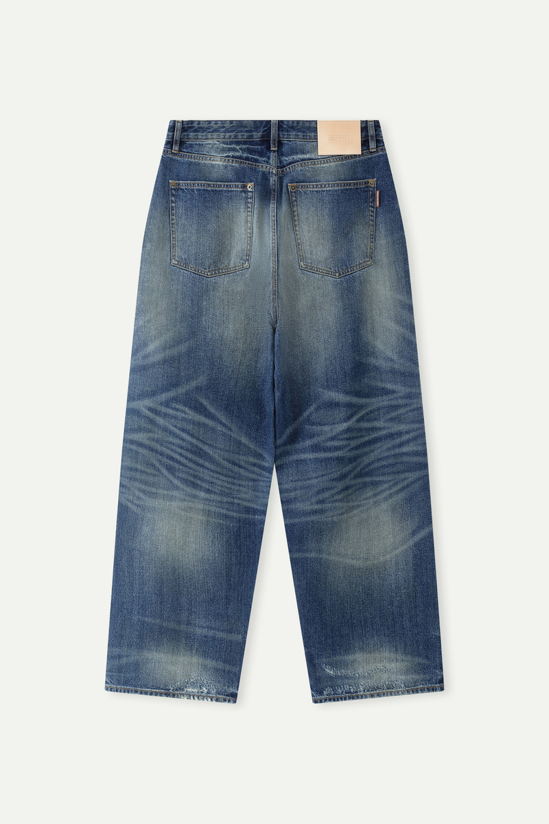 Distressed Wide-Leg Cropped Denim Jeans