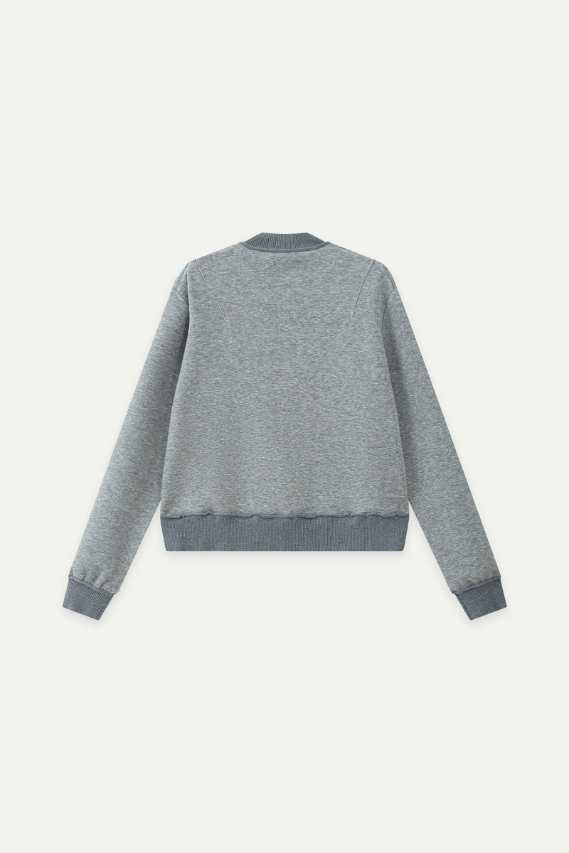 Cropped Button-Up Baseball Sweatshirt 