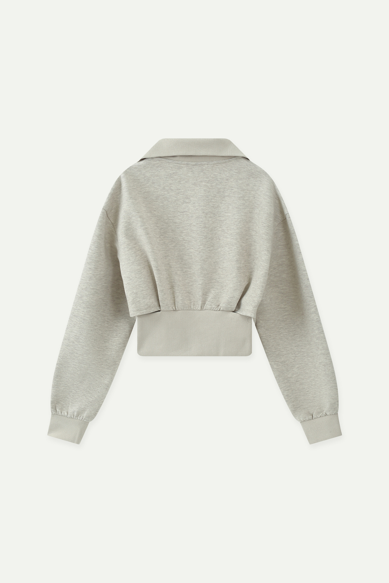 Cropped Lapel Double-Zip Waistband Jacket