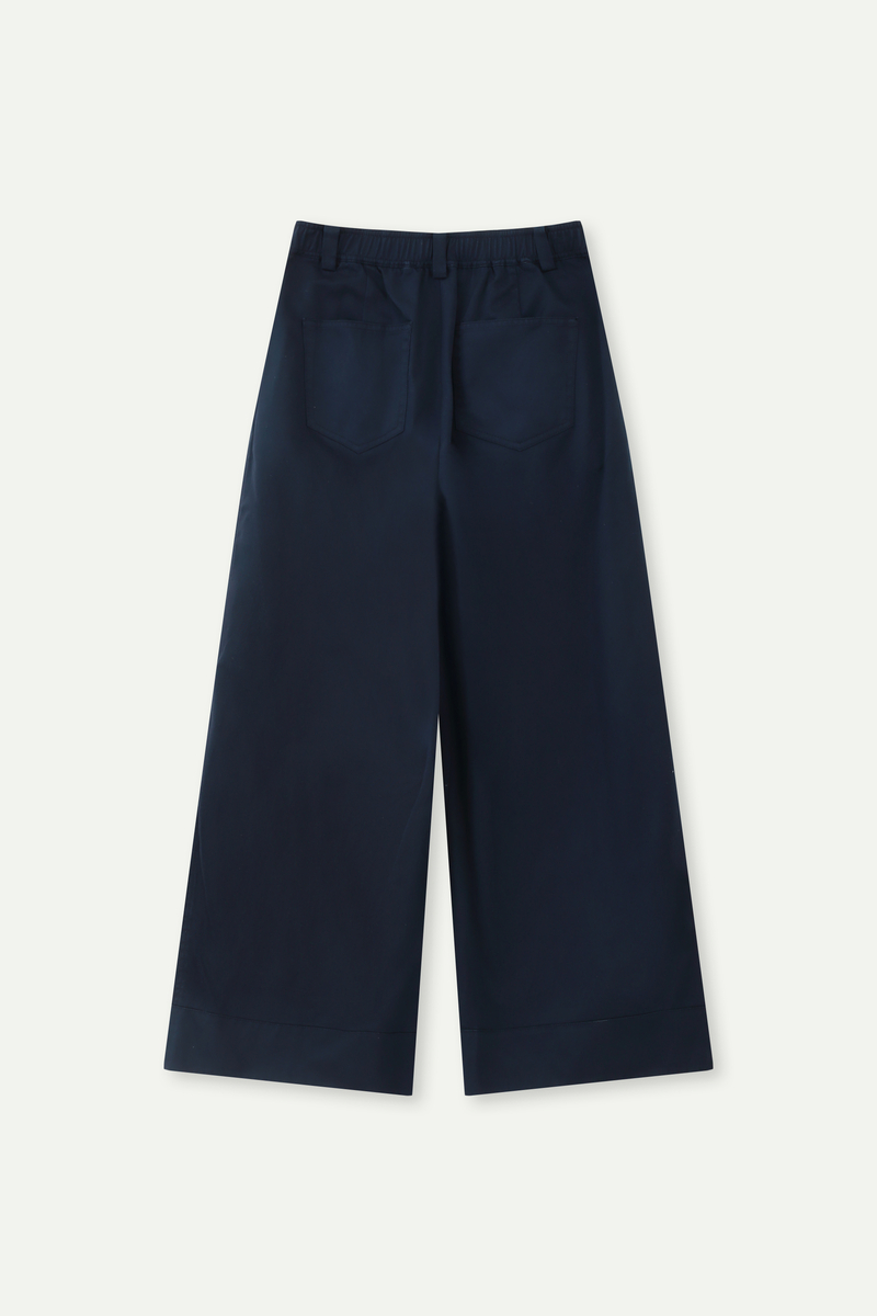 Pleated High-Waisted Wide-Leg Casual Pants
