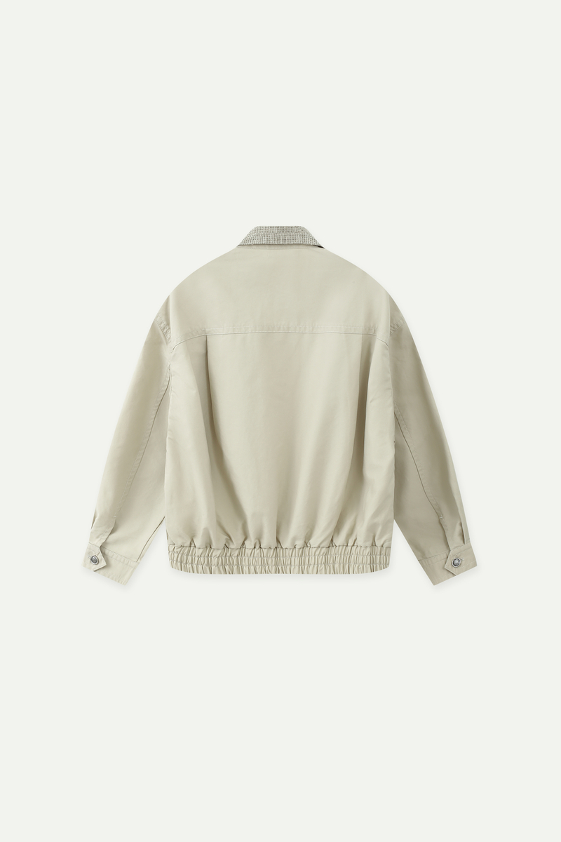 Washed Cotton Linen Collar Cropped Jacket