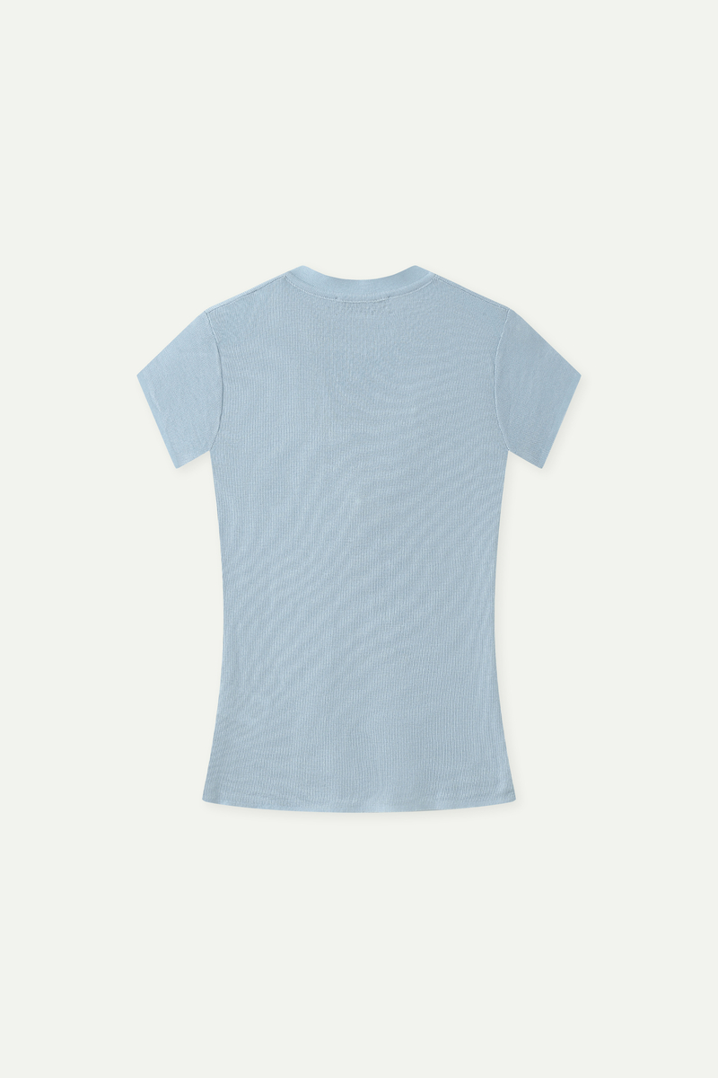 Fine Knit Henley Short-Sleeve Top