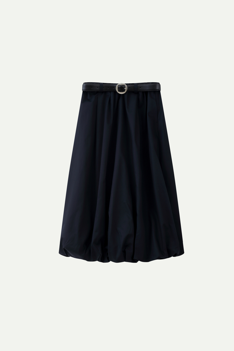 Belted Bubble Midi Skirt