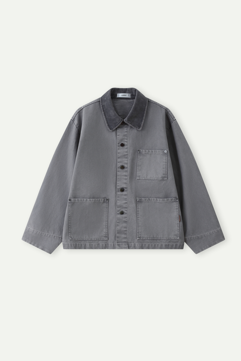 Workwear Jacket with Corduroy Collar