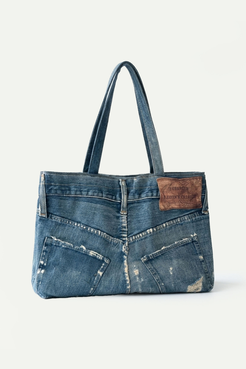 Deconstructed Denim Vintage Tote Bag