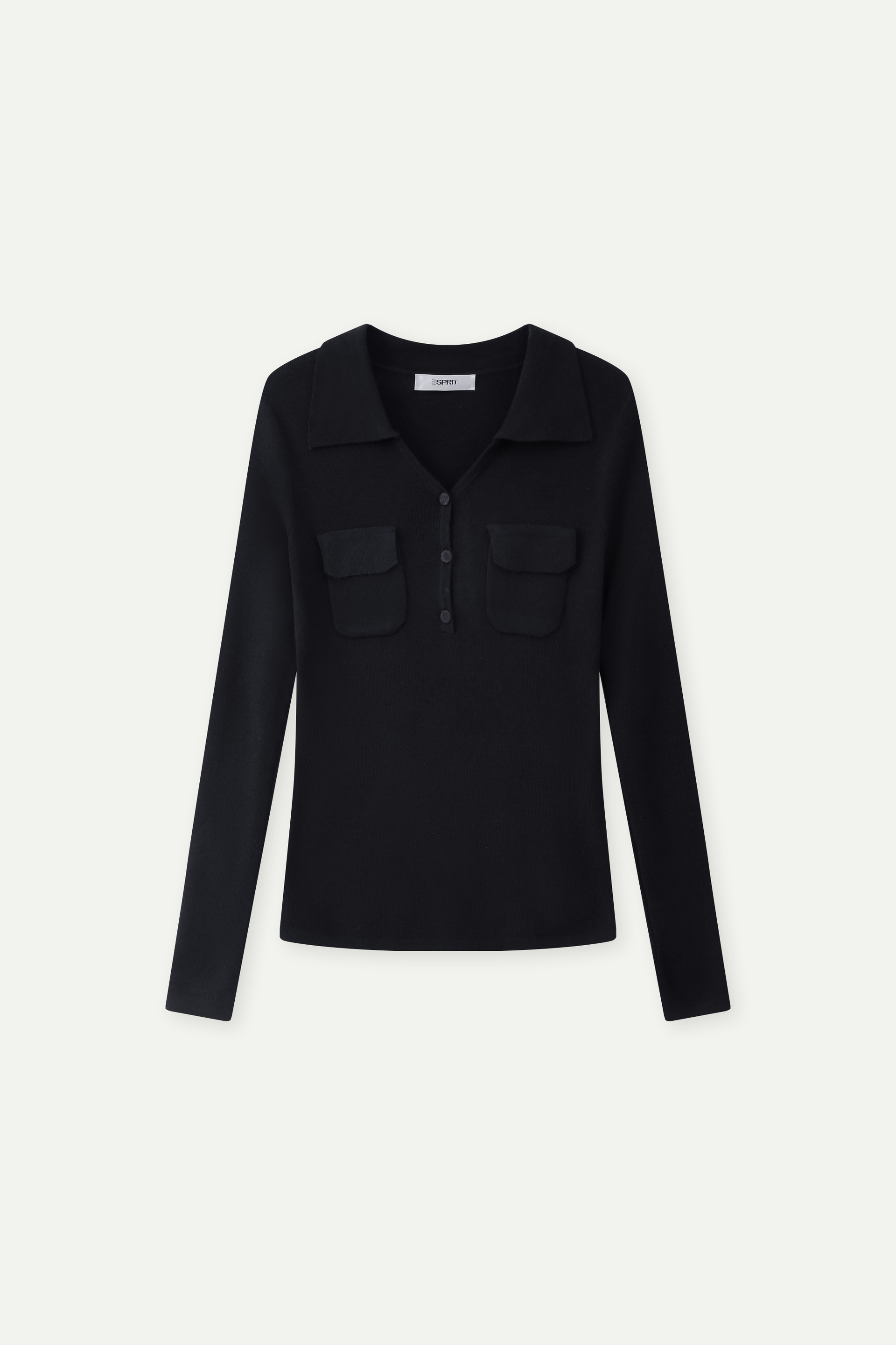 Buttoned Knit Polo Top