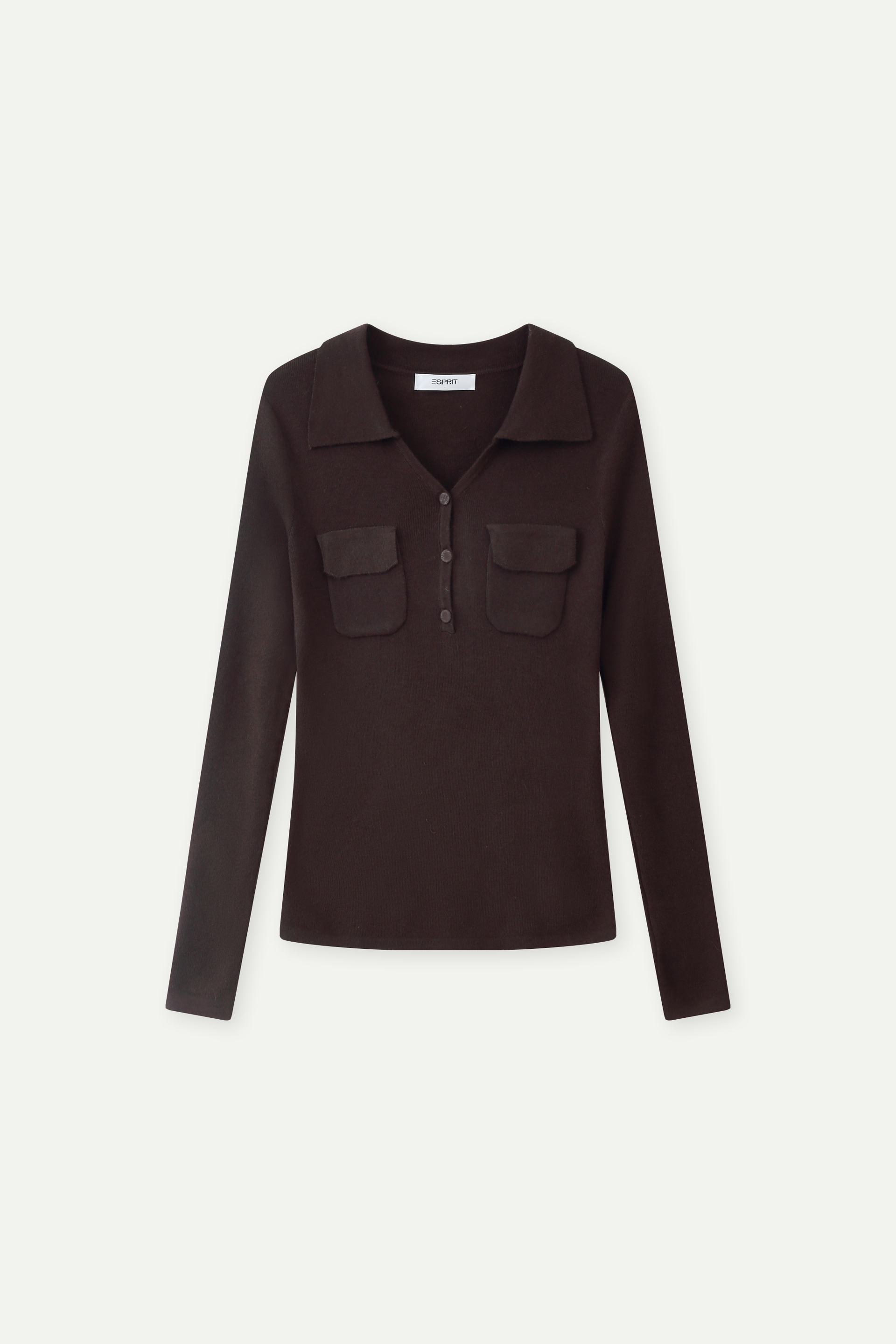 Buttoned Knit Polo Top
