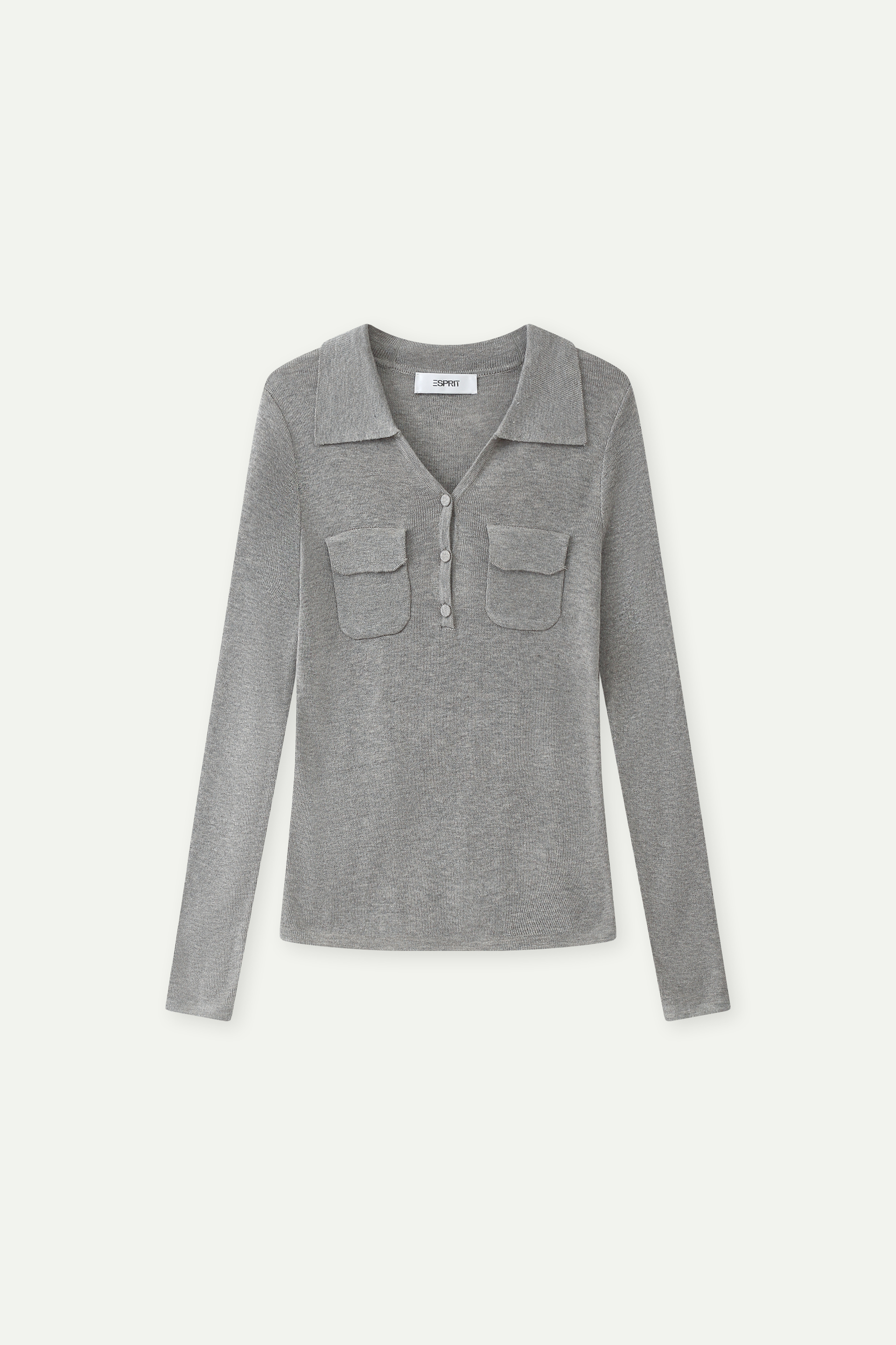 Buttoned Knit Polo Top