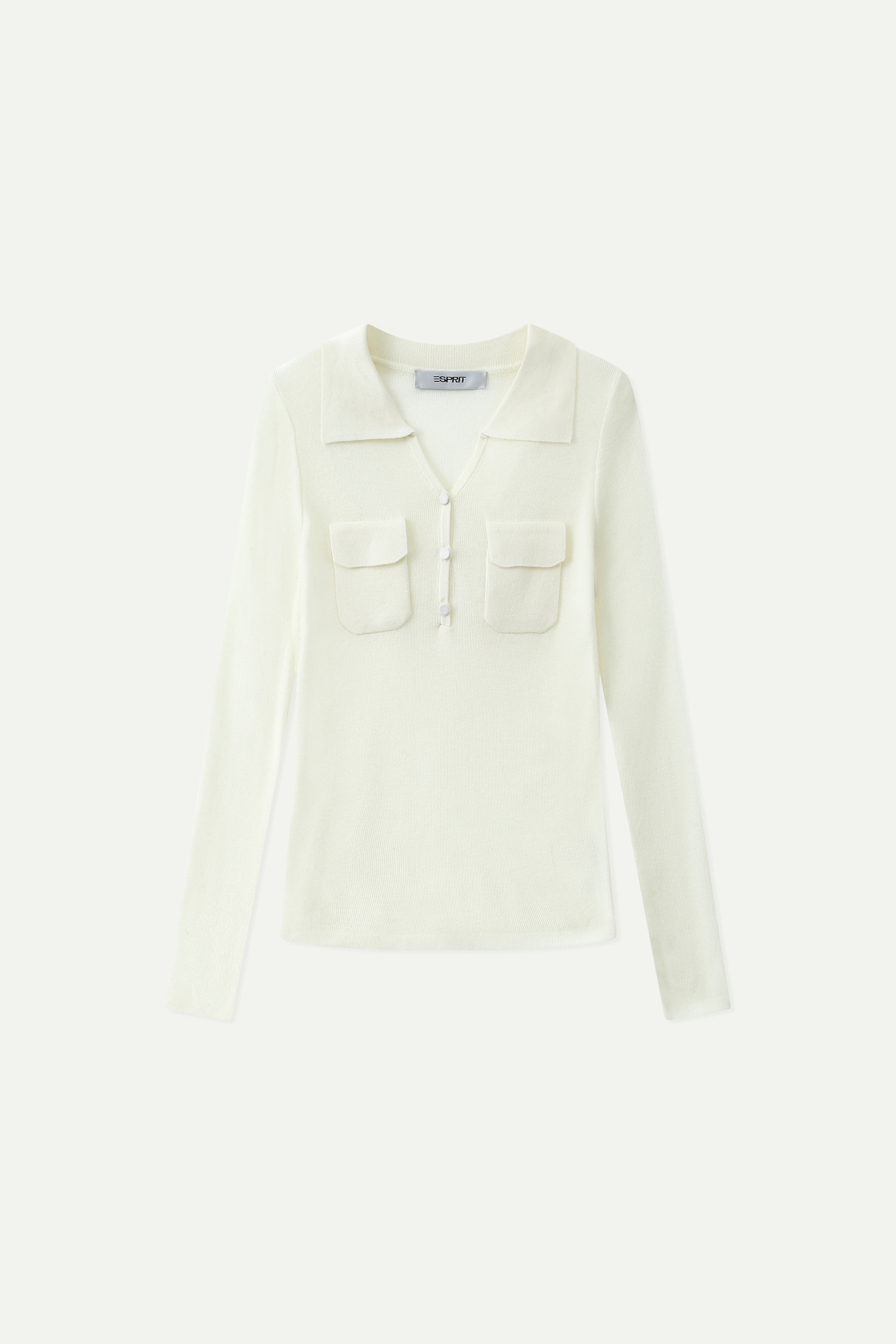 Buttoned Knit Polo Top