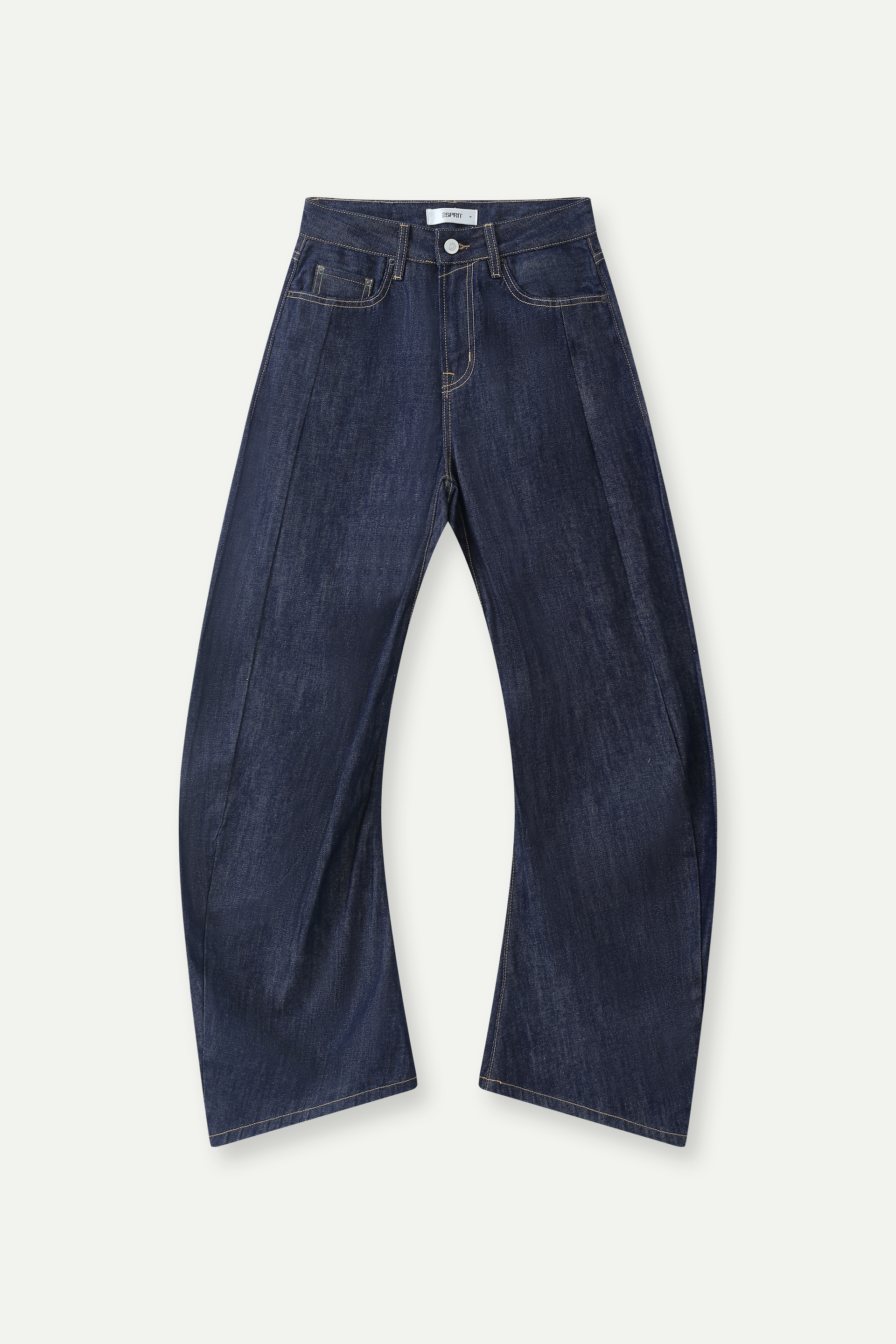 High-Rise Curved Wide-Leg Jeans