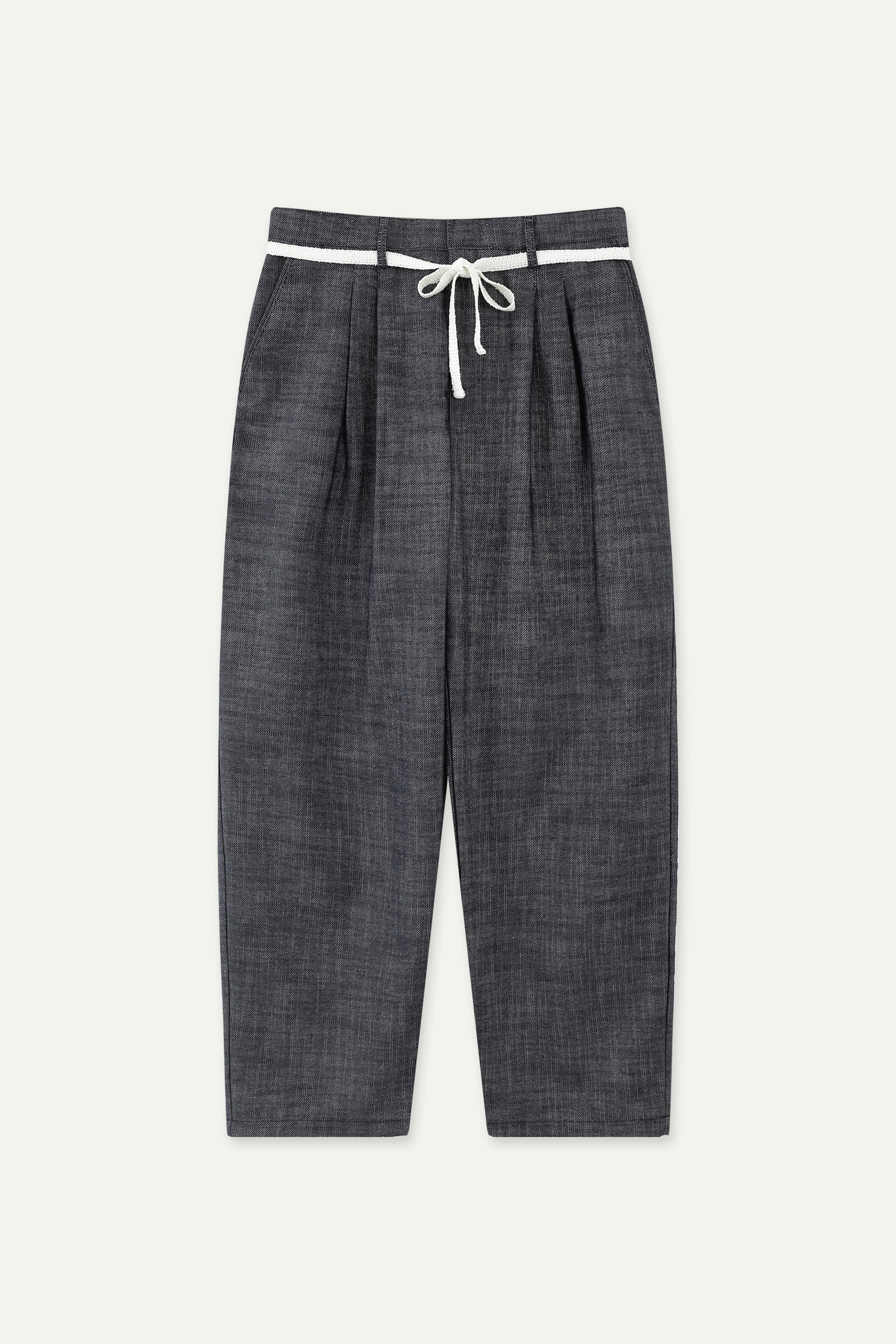 麻混紡闊腿休閒褲