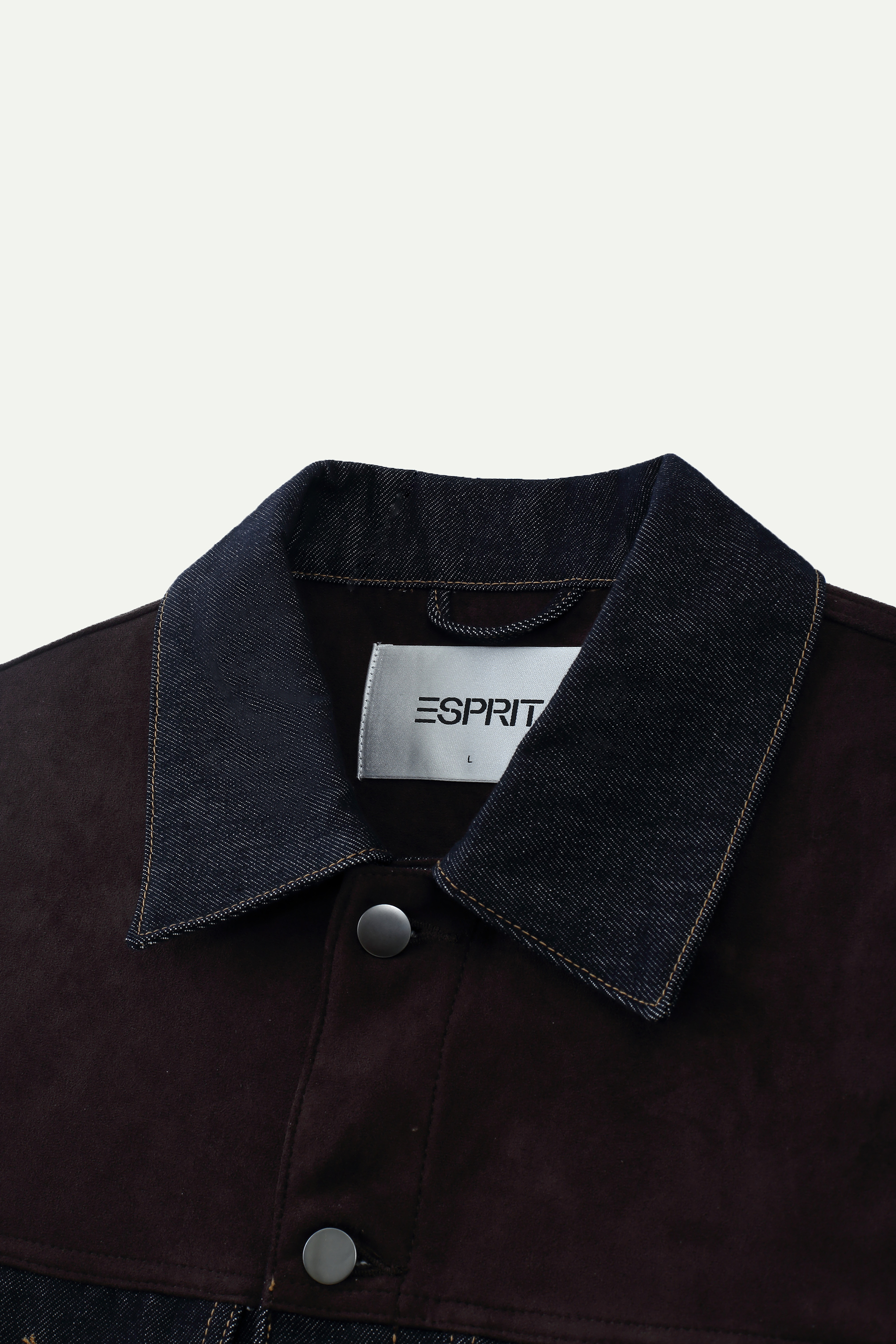 Relaxed Fit Cropped Denim & Faux Suede Jacket