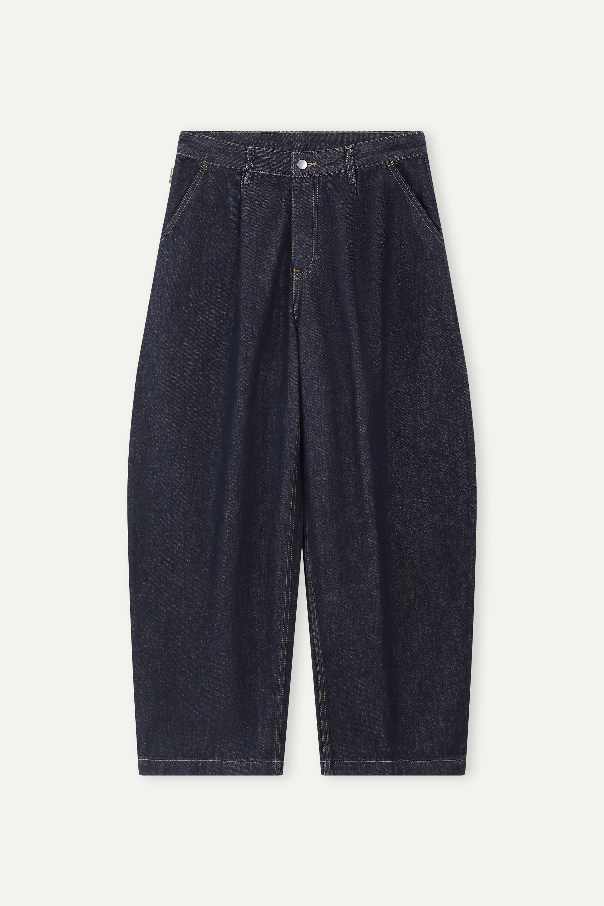 High-Waisted Wide-Leg Curved Denim Jeans