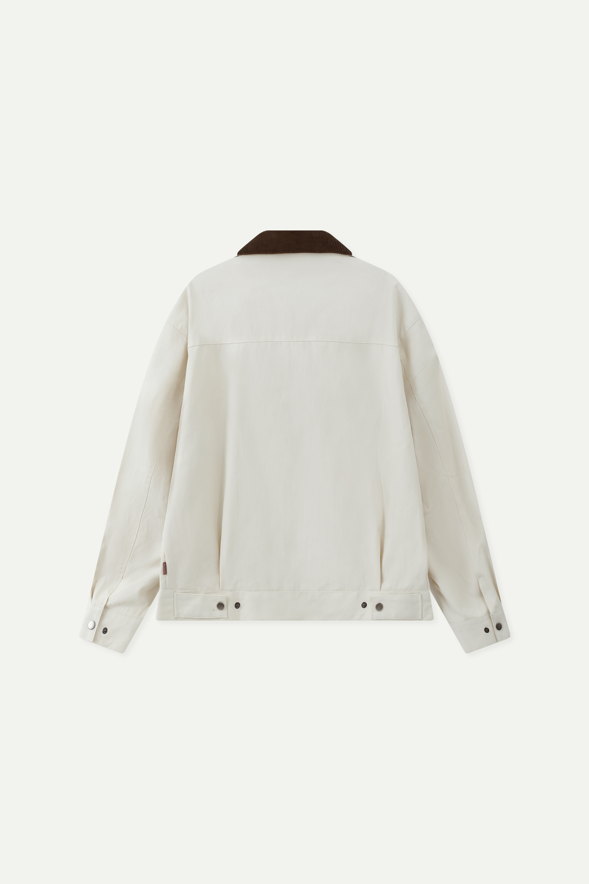 Contrast Collar Pleated Zip-Up Jacket