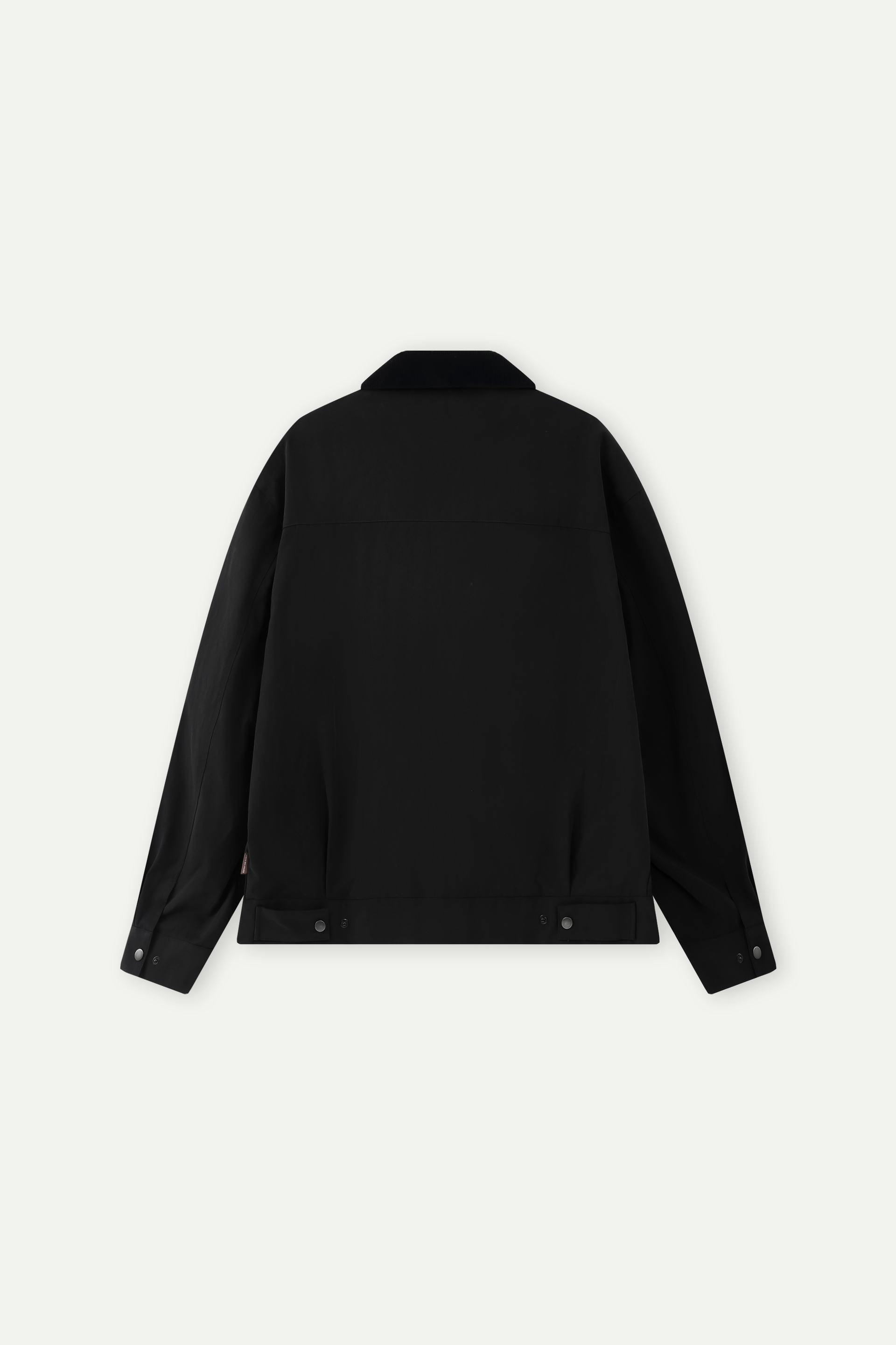 Contrast Collar Pleated Zip-Up Jacket
