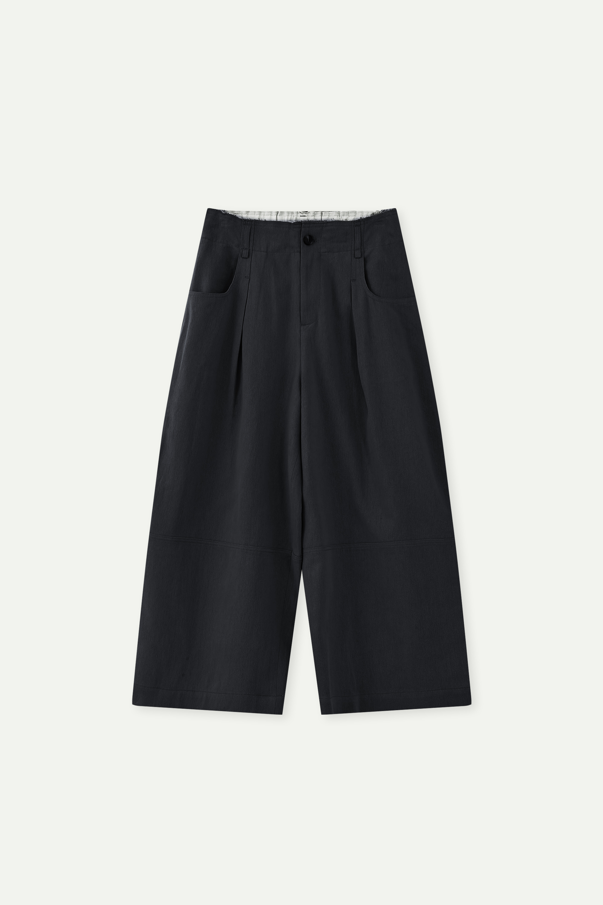 High Waist Pleated Cropped Wide-leg Pants