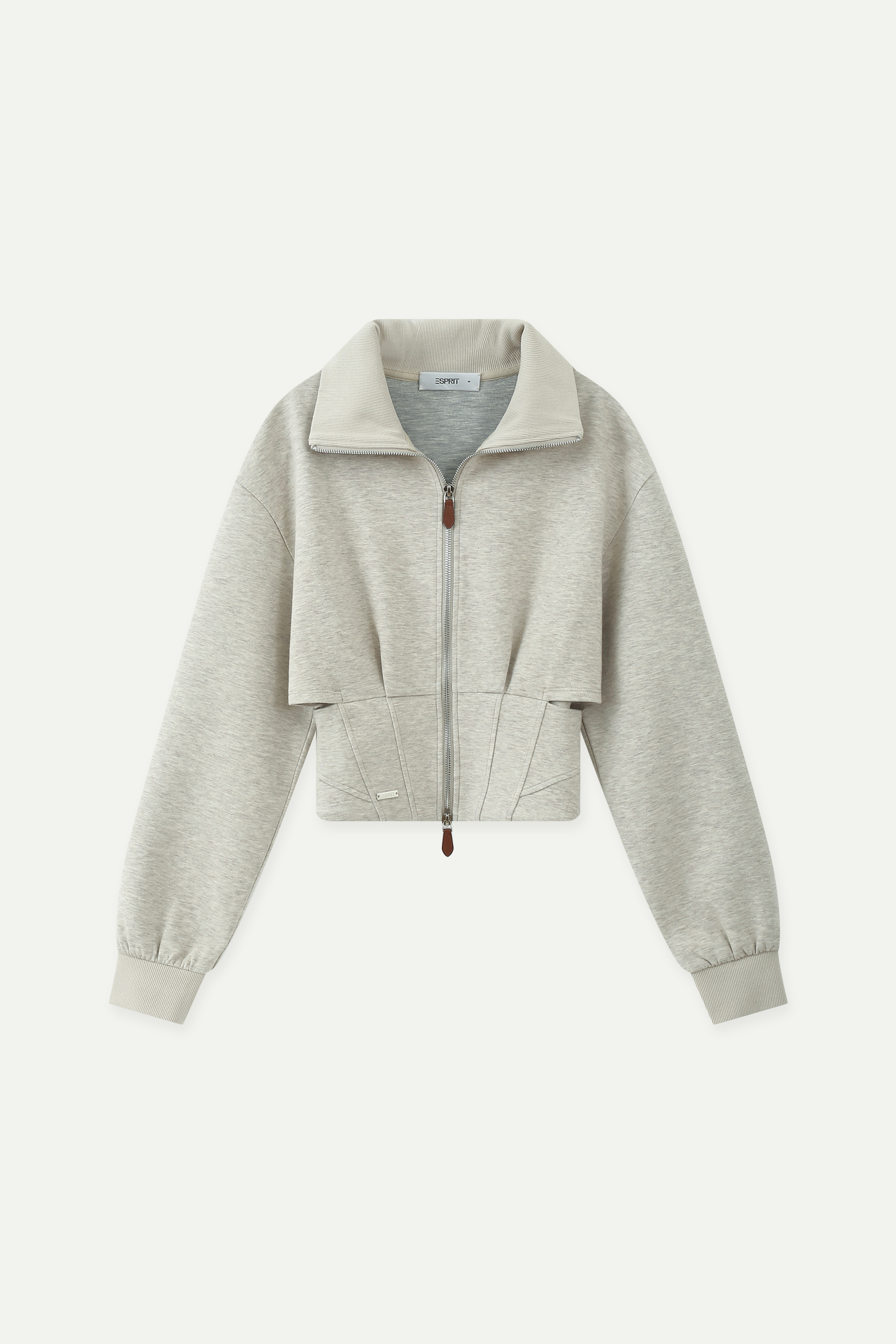 Cropped Lapel Double-Zip Waistband Jacket