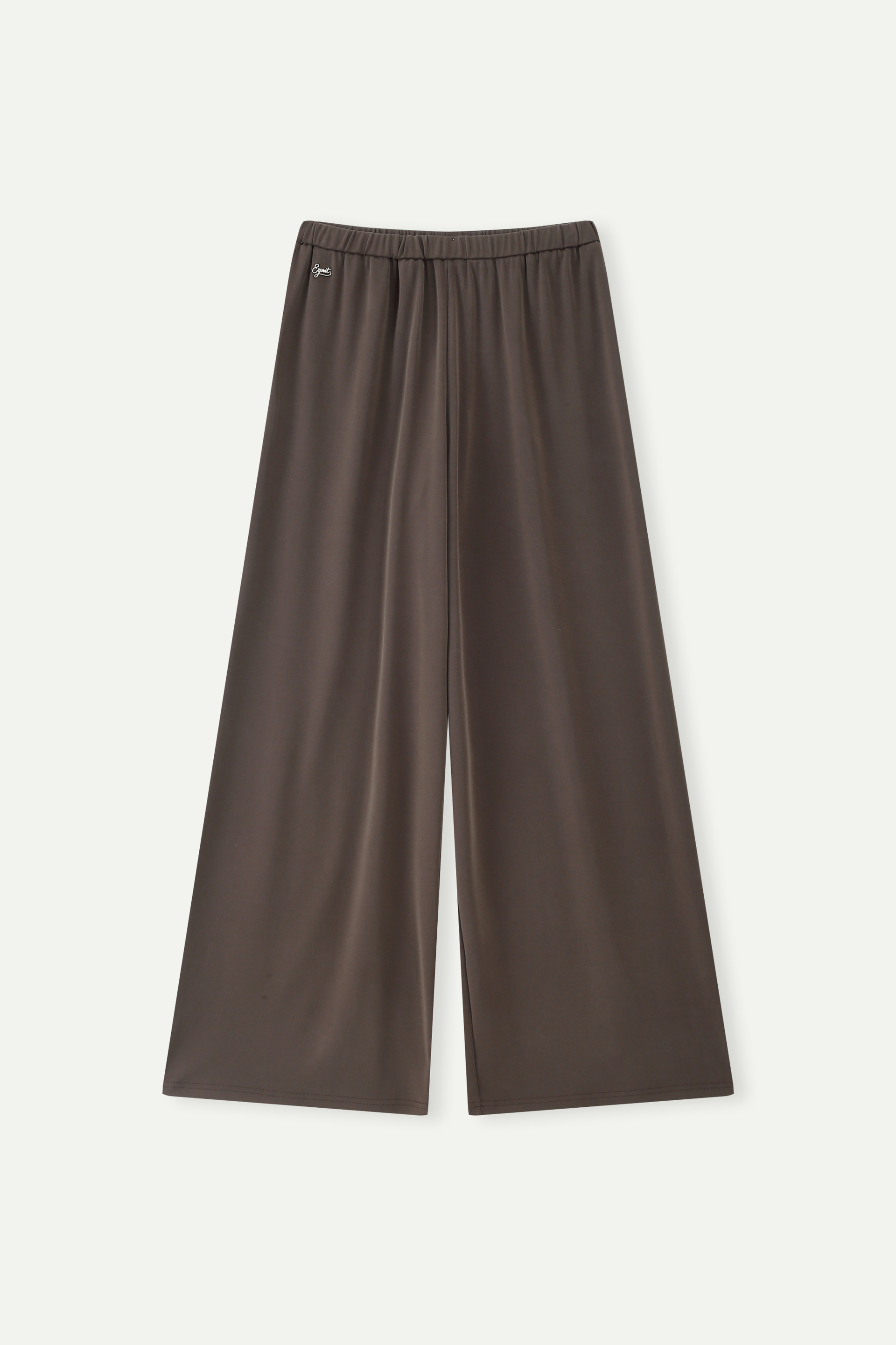 Ribbed Knit Elastic Waist Wide-Leg Pants