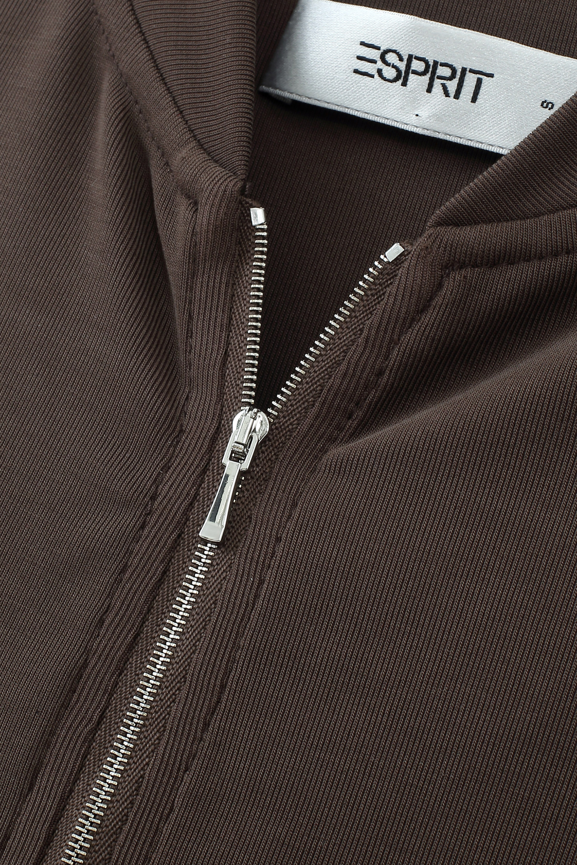 Contrast Piping Baseball Collar Zip-Up Top