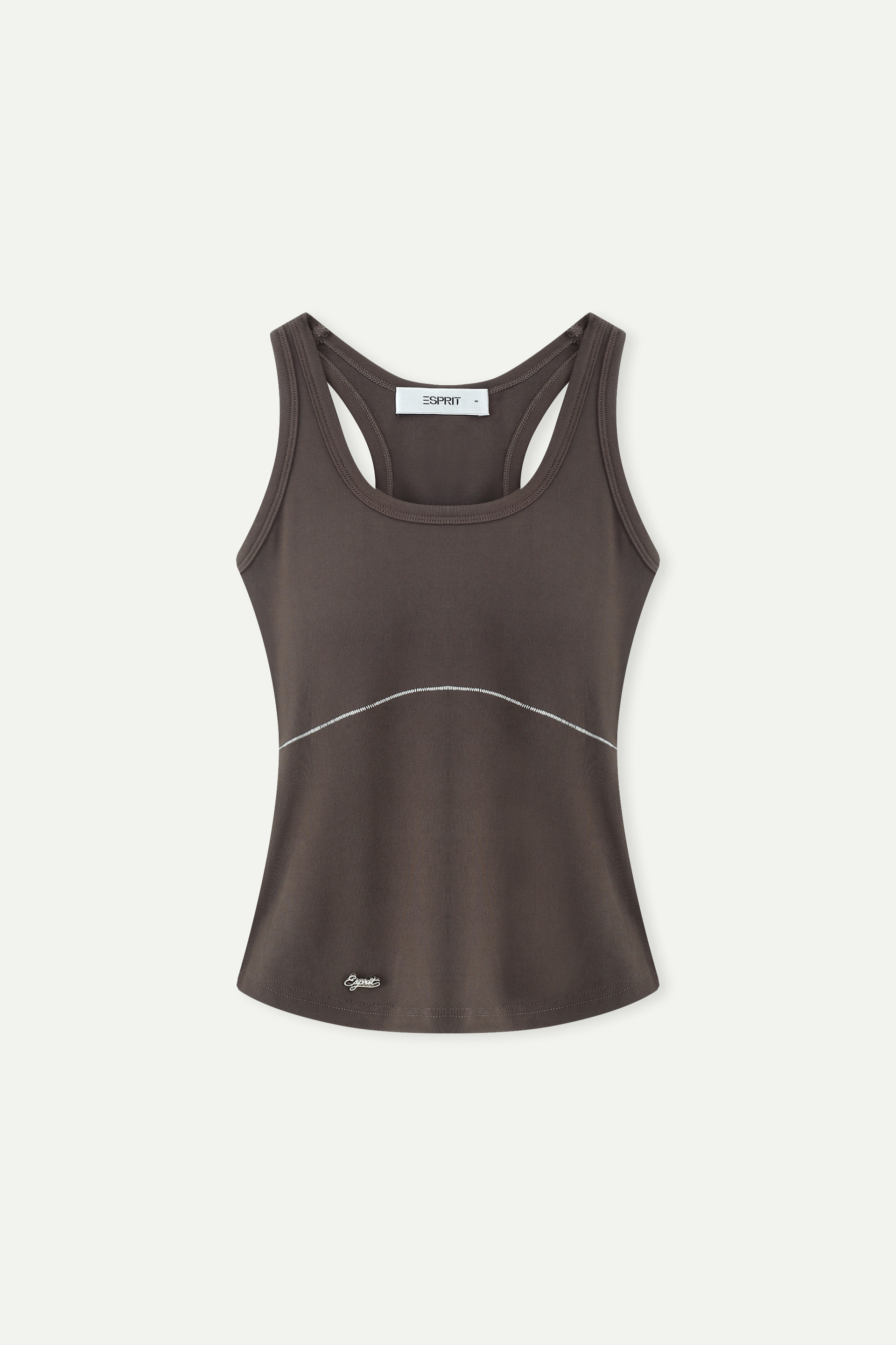 Ribbed Knit Contrast Stitch Racerback Tank