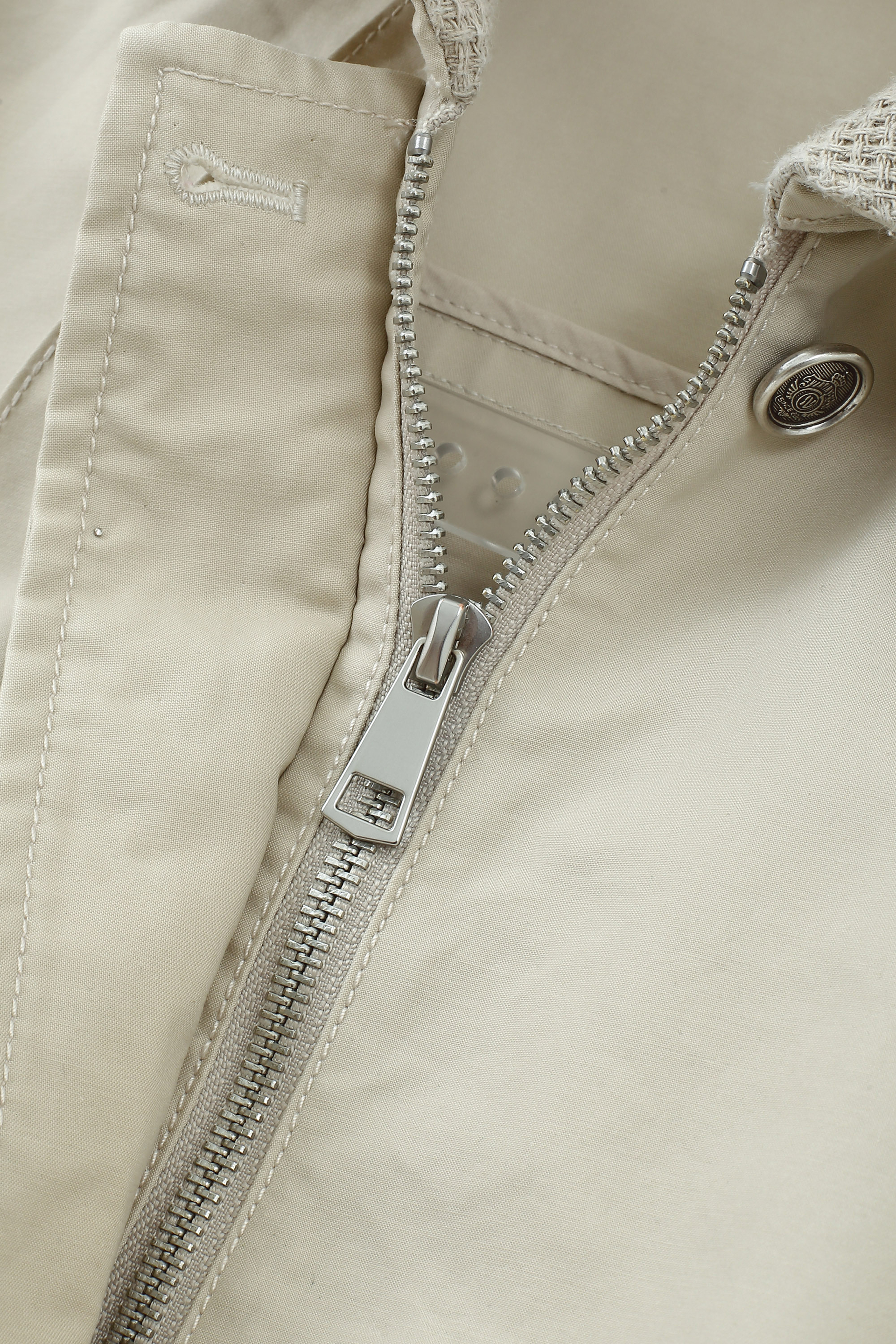 Washed Cotton Linen Collar Cropped Jacket