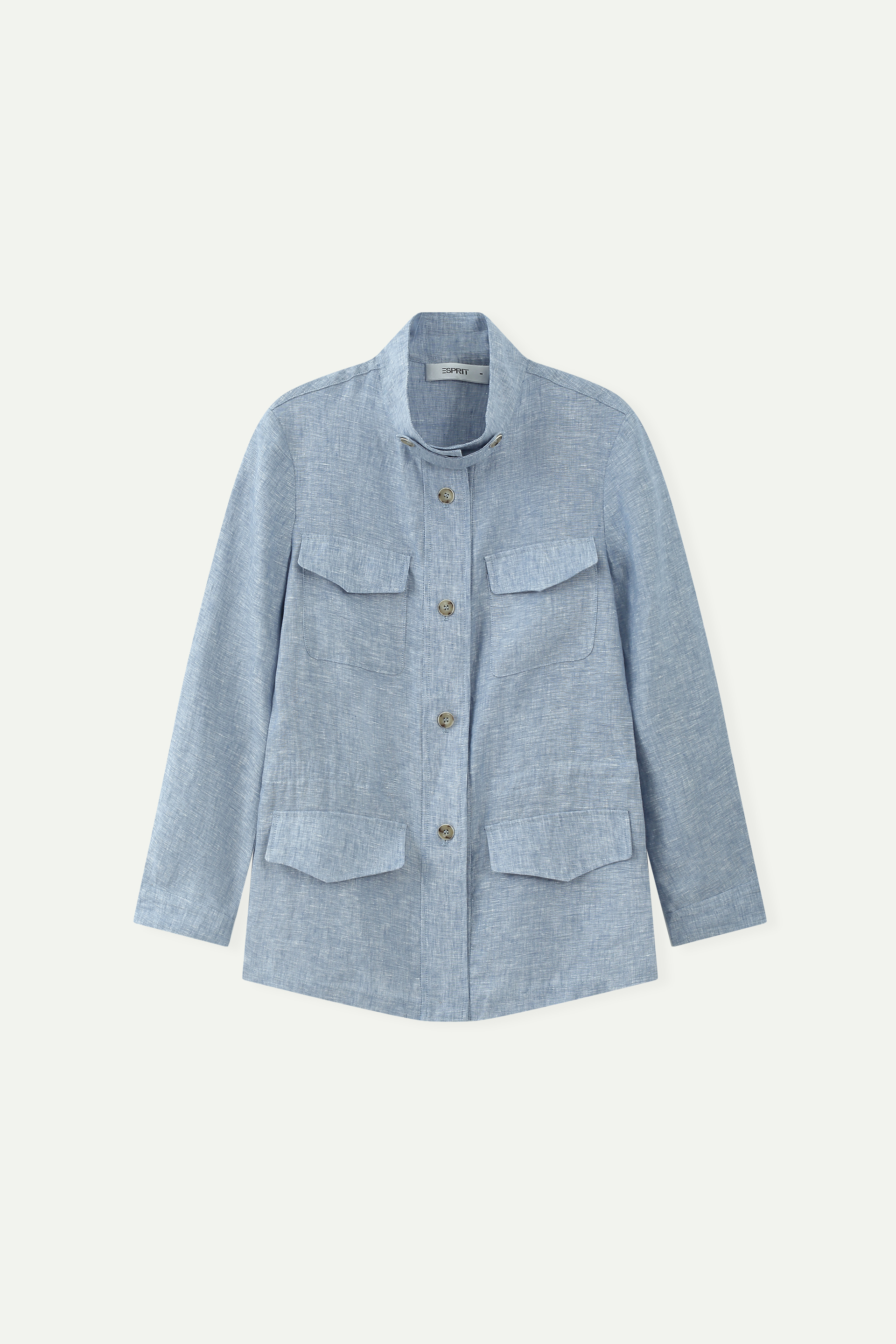 Linen Stand Collar Safari Jacket
