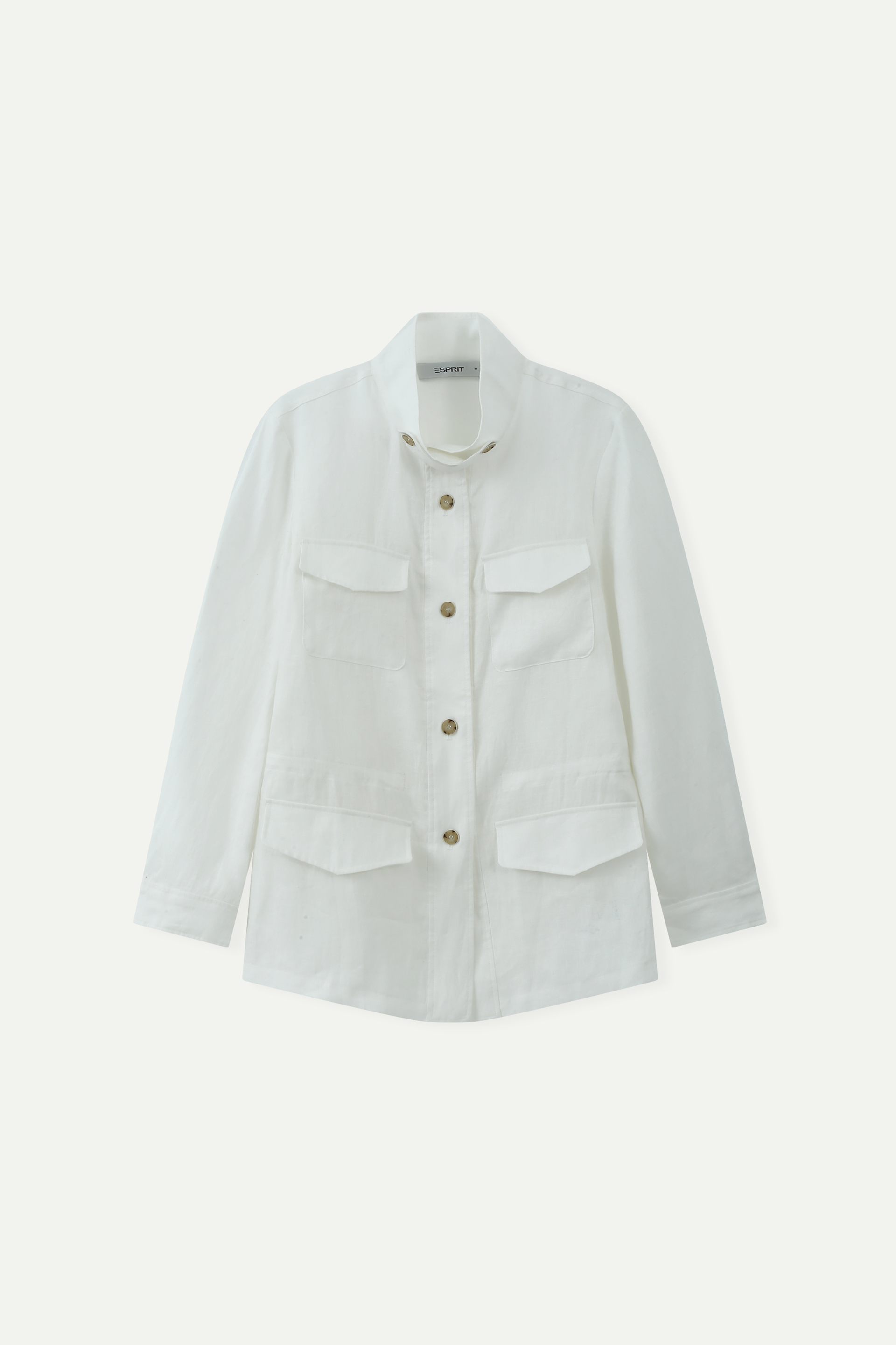 Linen Stand Collar Safari Jacket