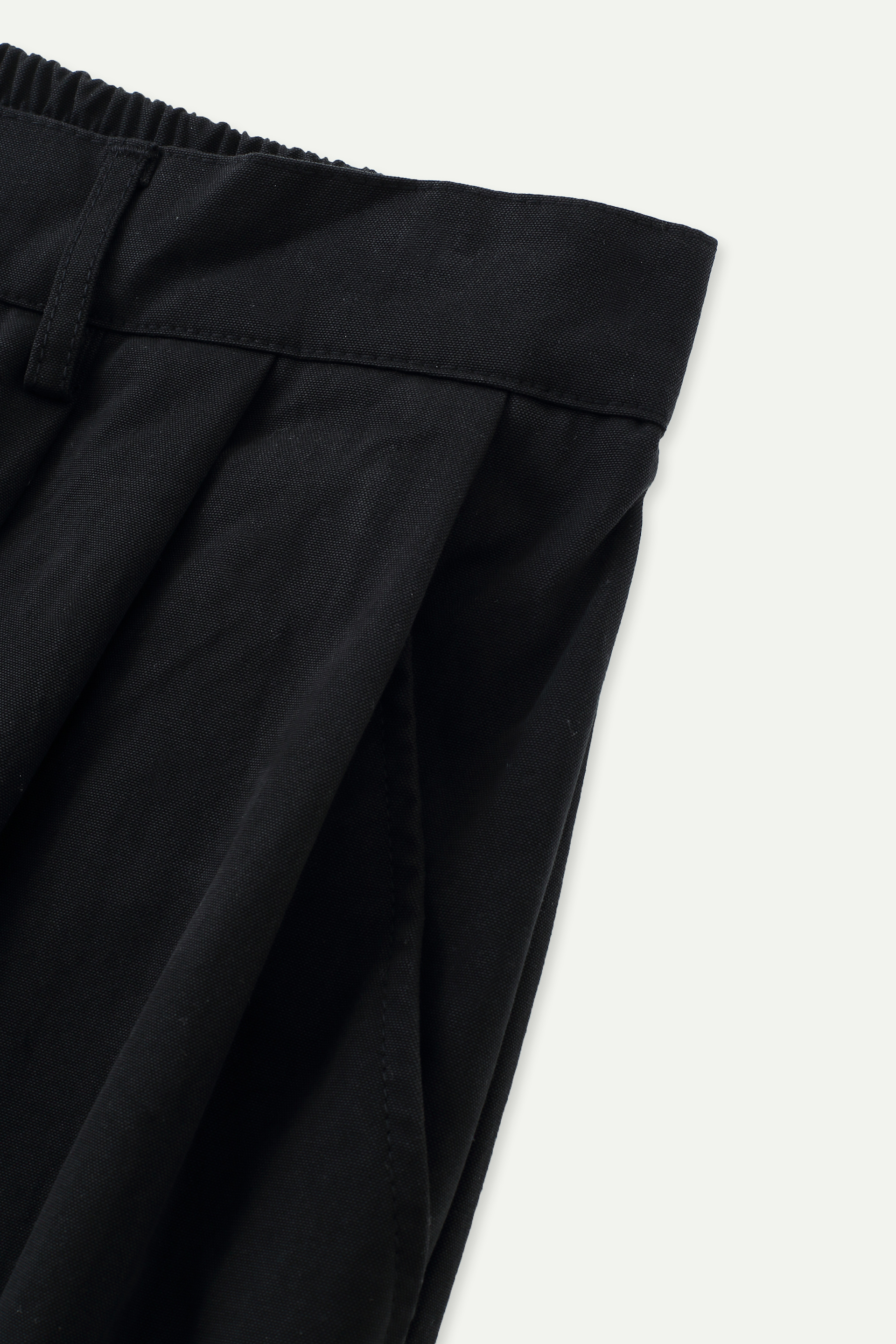 Elasticated Waist Pleated Wide-Leg Trousers