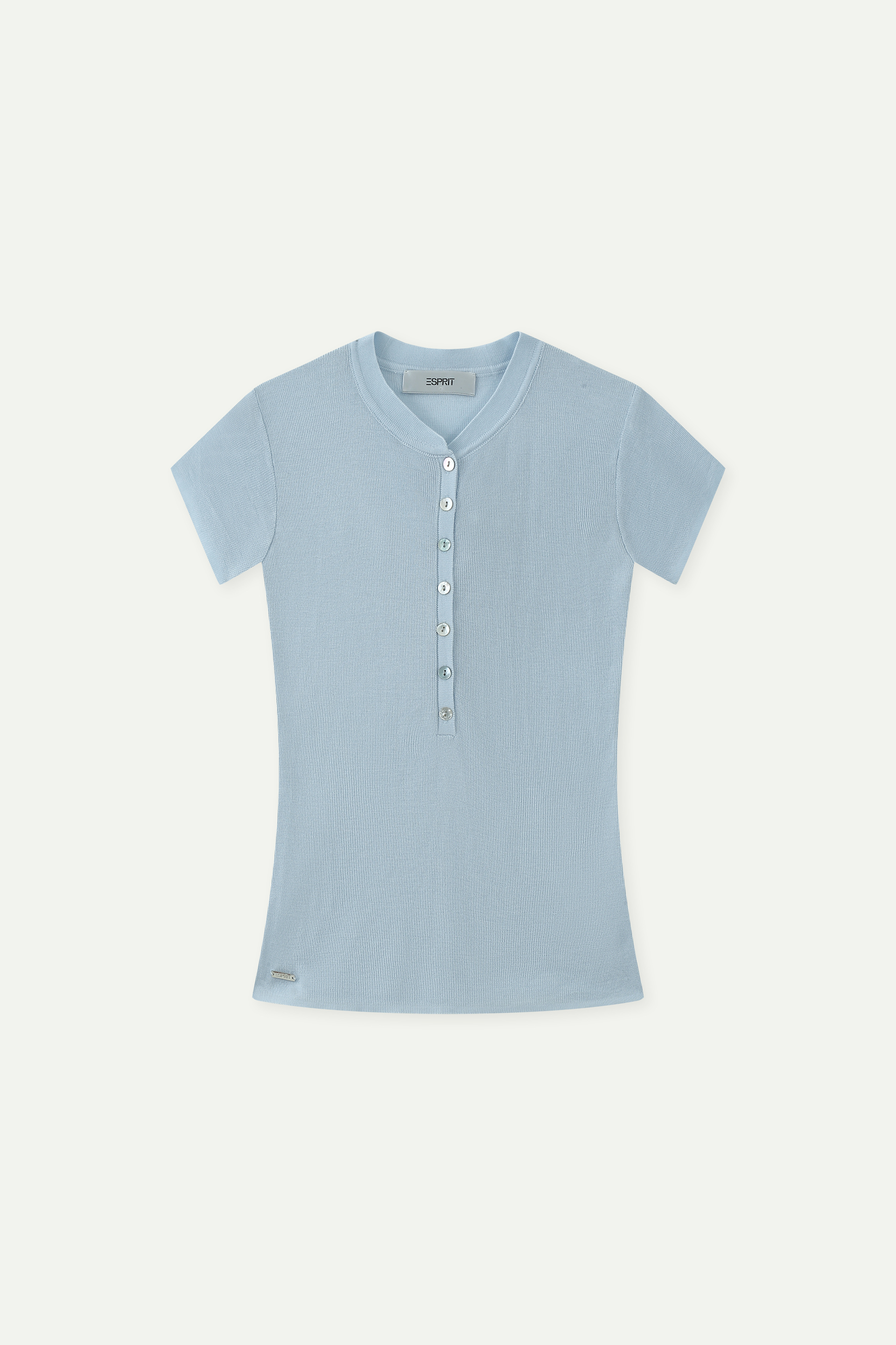 Fine Knit Henley Short-Sleeve Top