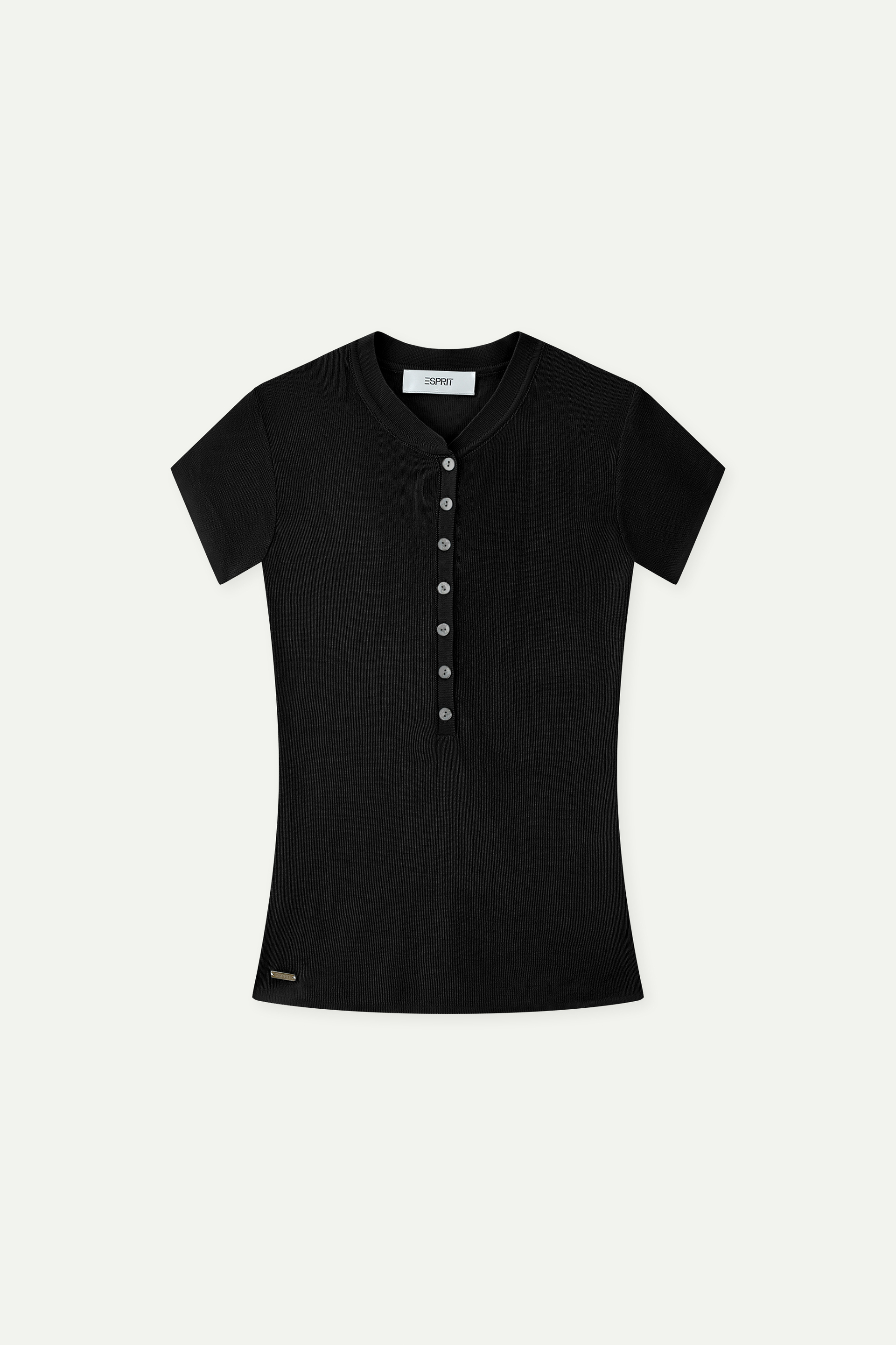 Fine Knit Henley Short-Sleeve Top