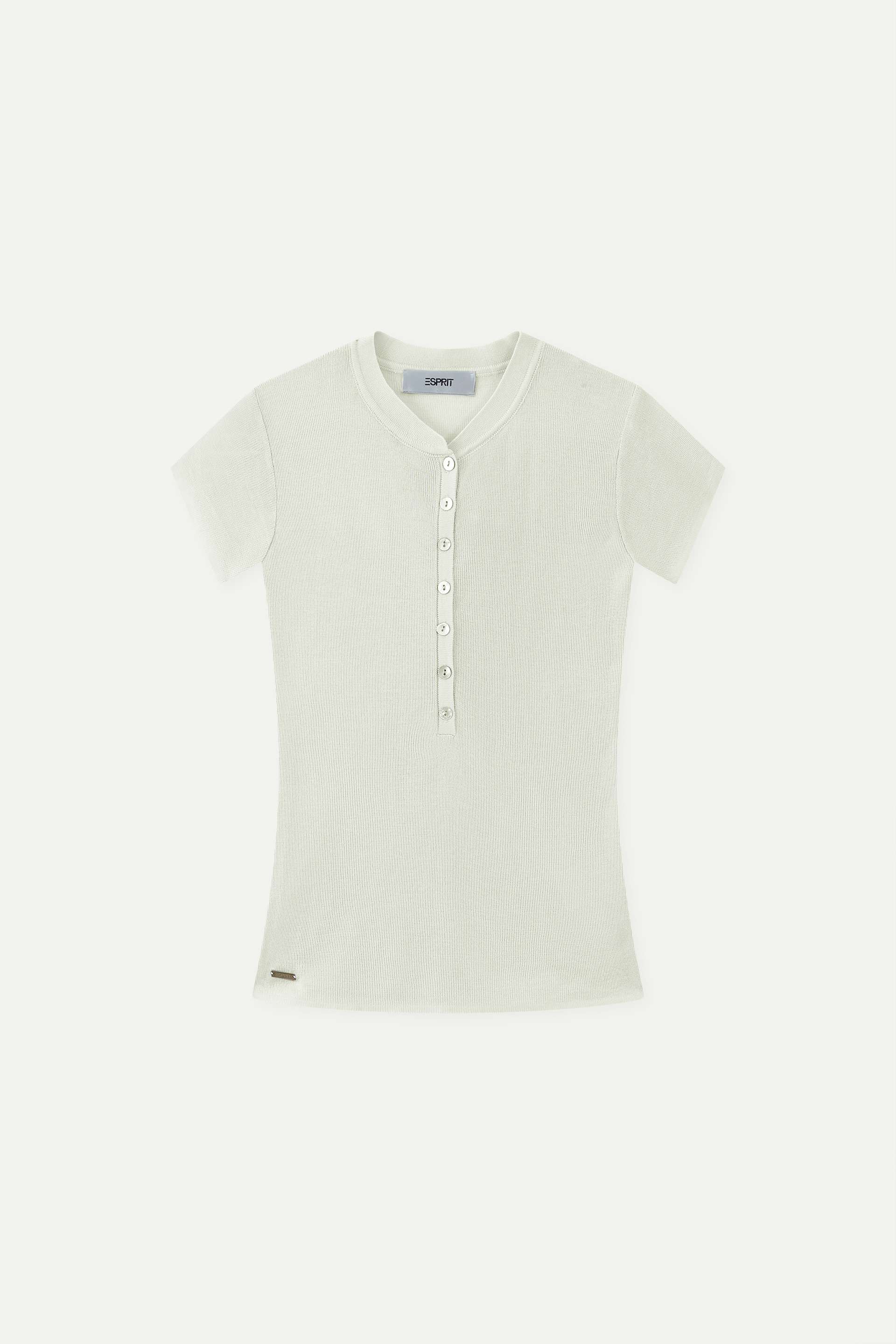 Fine Knit Henley Short-Sleeve Top