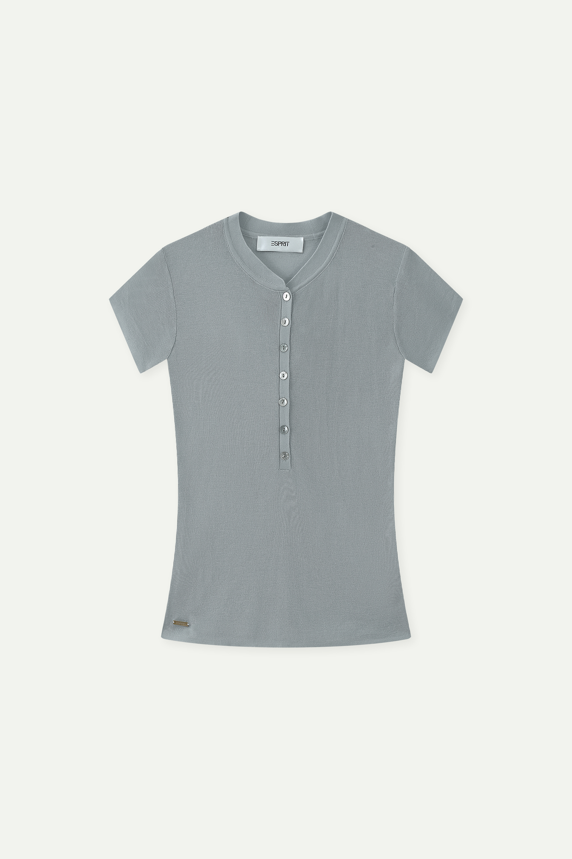 Fine Knit Henley Short-Sleeve Top