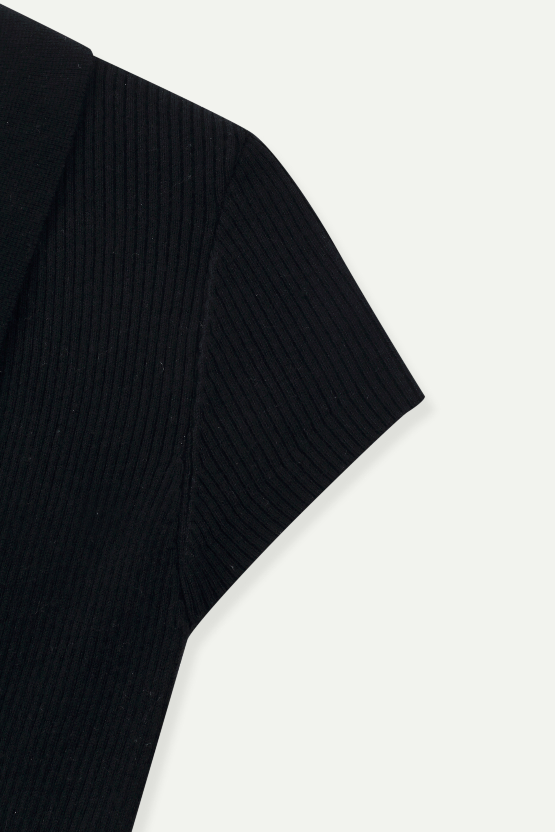 Ribbed Knit Polo Short-Sleeve Top