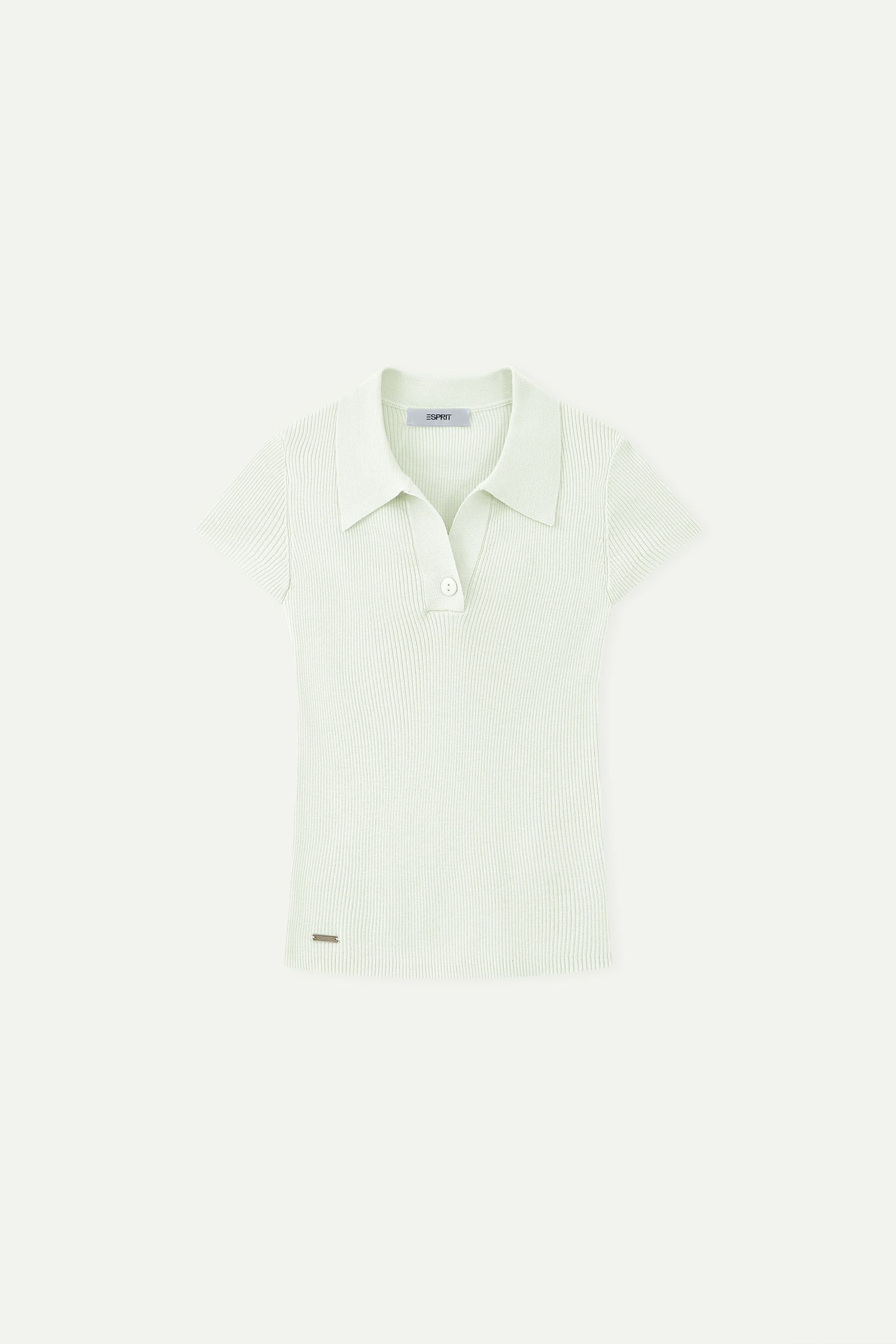 Ribbed Knit Polo Short-Sleeve Top