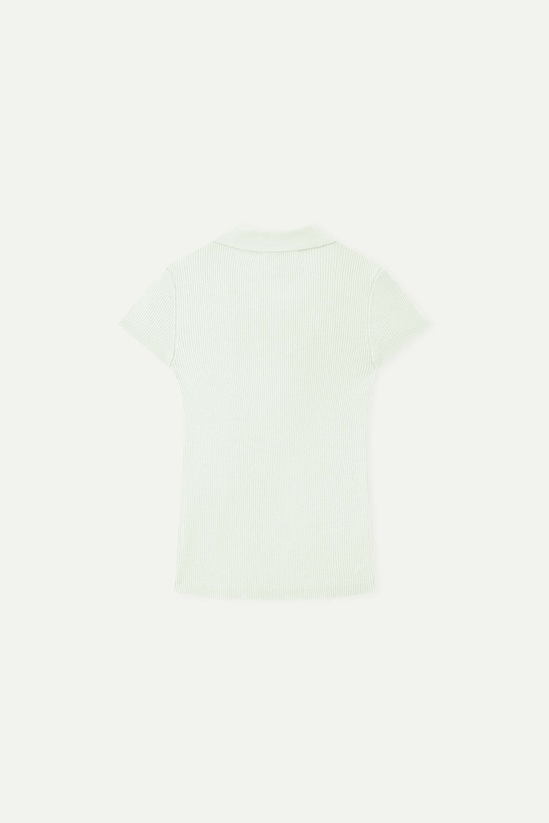 Ribbed Knit Polo Short-Sleeve Top