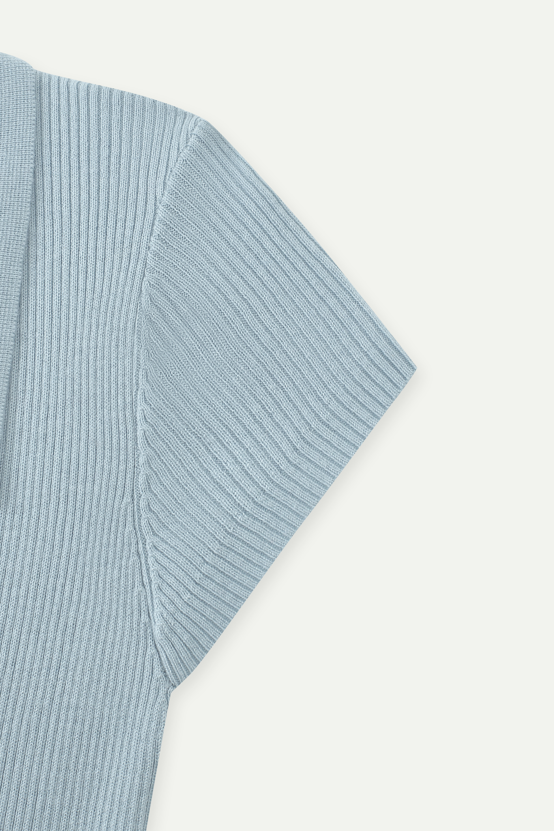 Ribbed Knit Polo Short-Sleeve Top