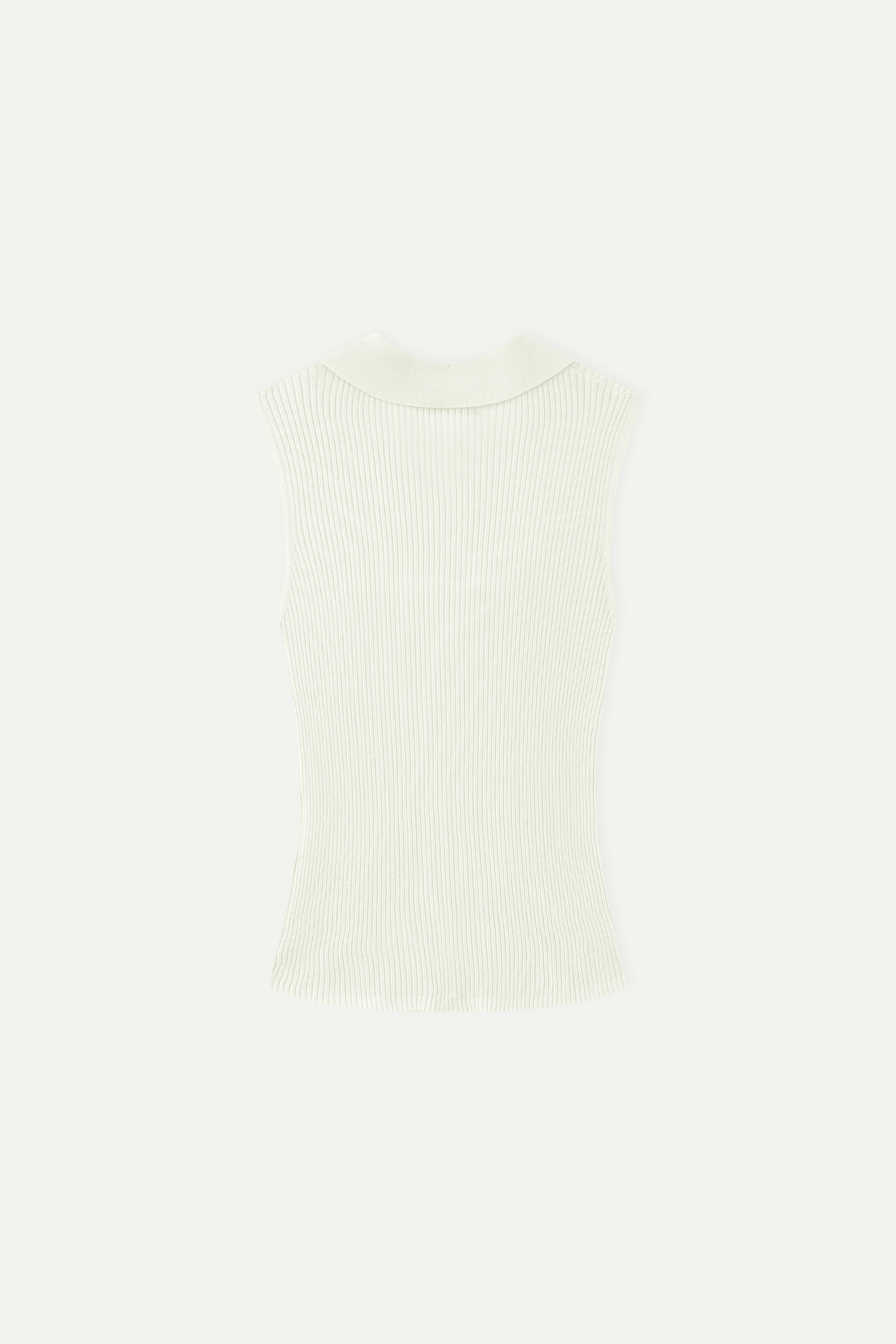 Ribbed Knit Sleeveless Polo Top
