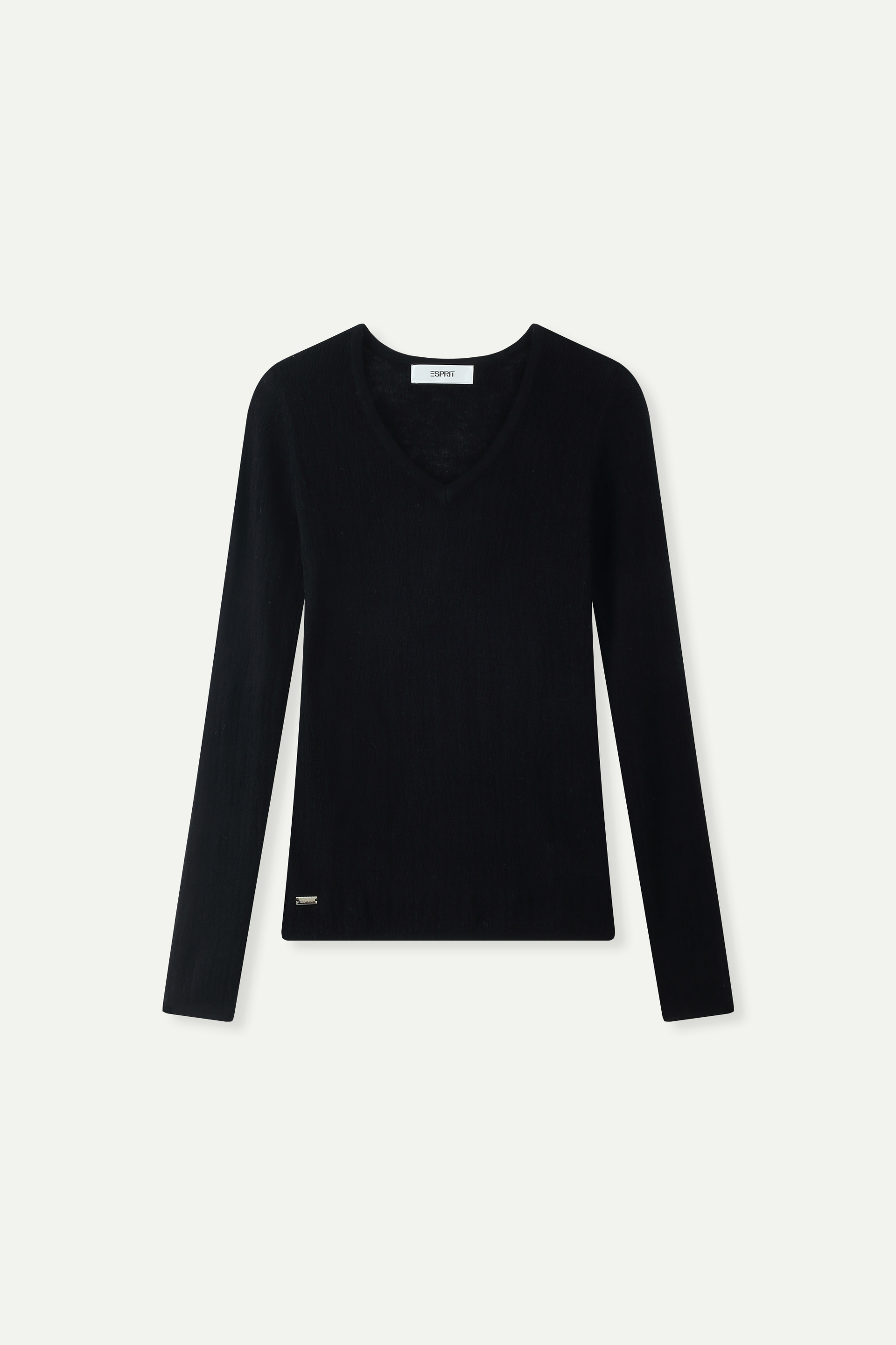 Textured V-Neck Long-Sleeve Knit Top