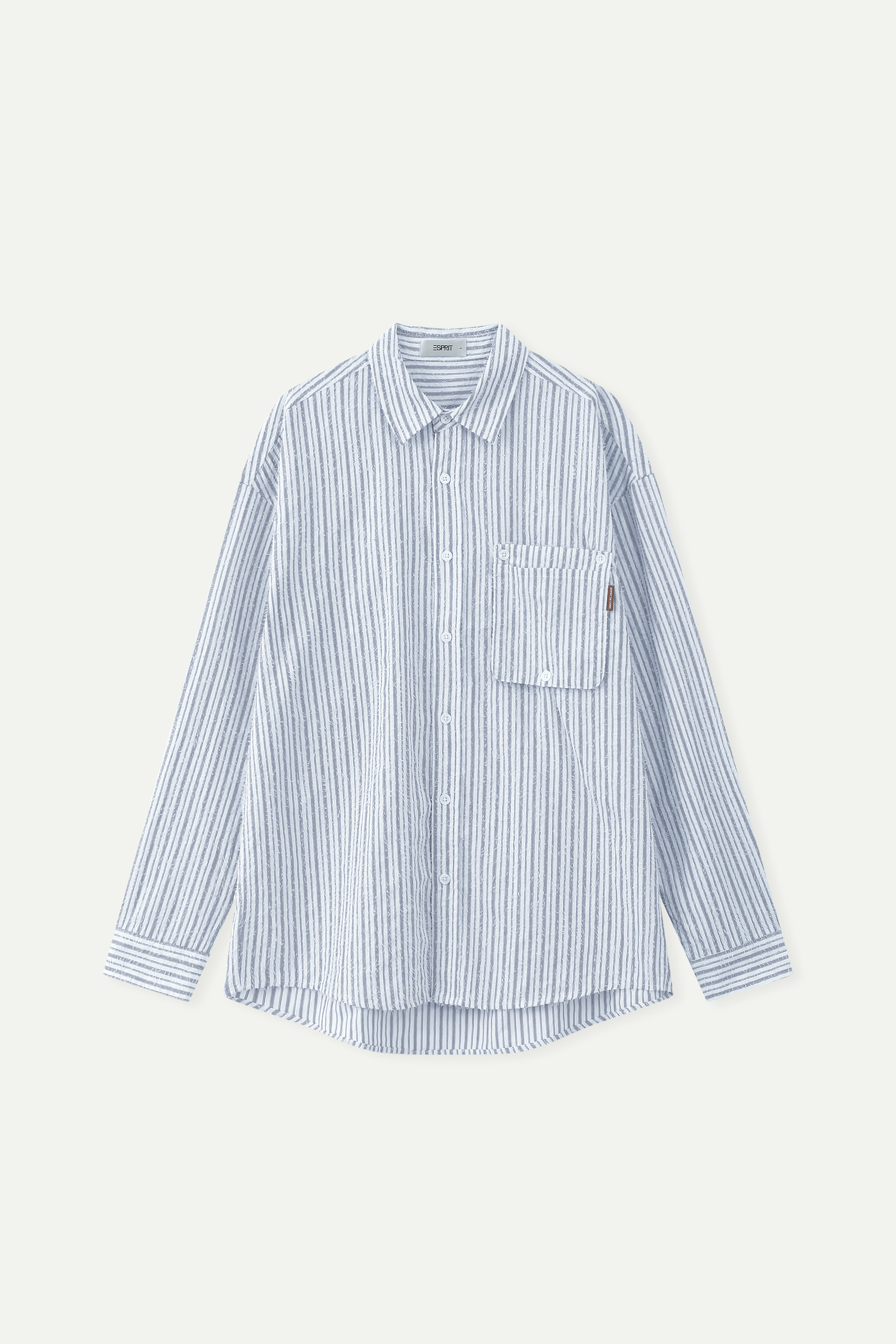 Cotton-Blend Textured Stripe Oversized Shirt