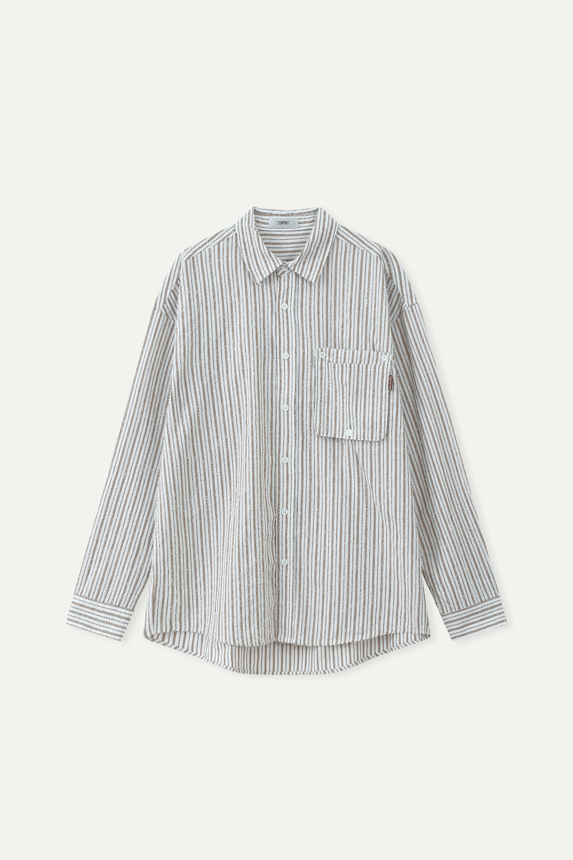 Cotton-Blend Textured Stripe Oversized Shirt
